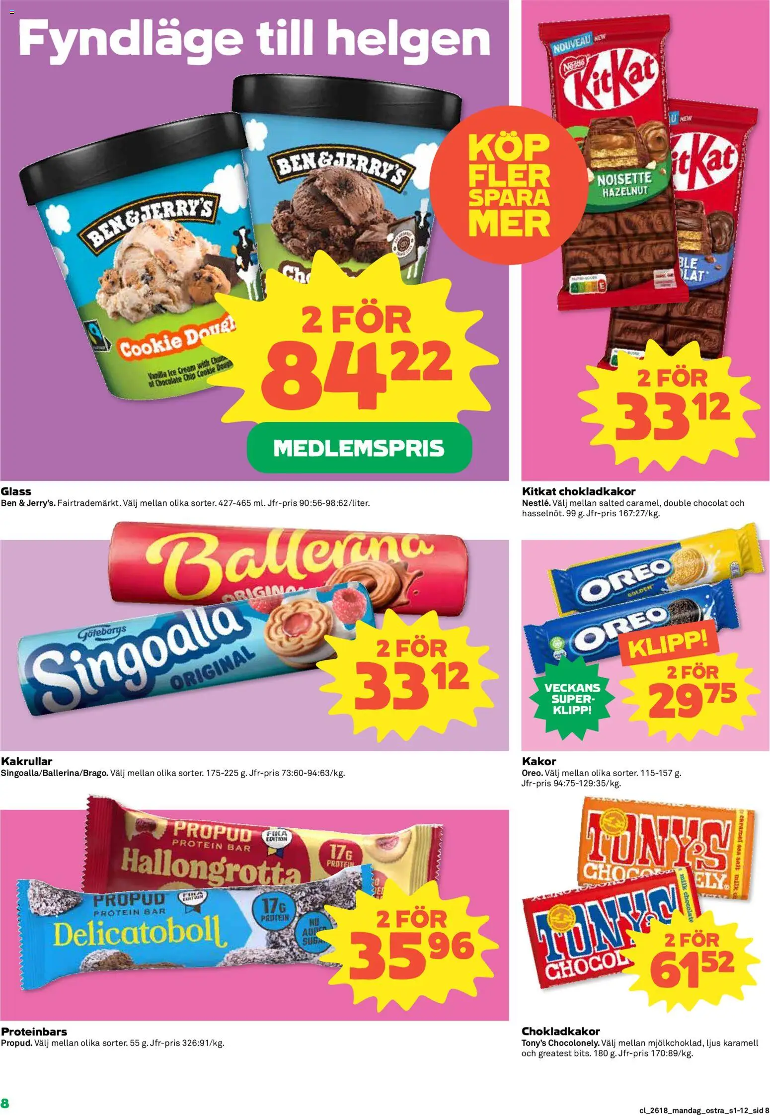 Coop Daglivs reklamblad aktuell från 27.04.2026 | Sida: 8 | Produkter: Salt, Oreo, Ljus, Glass