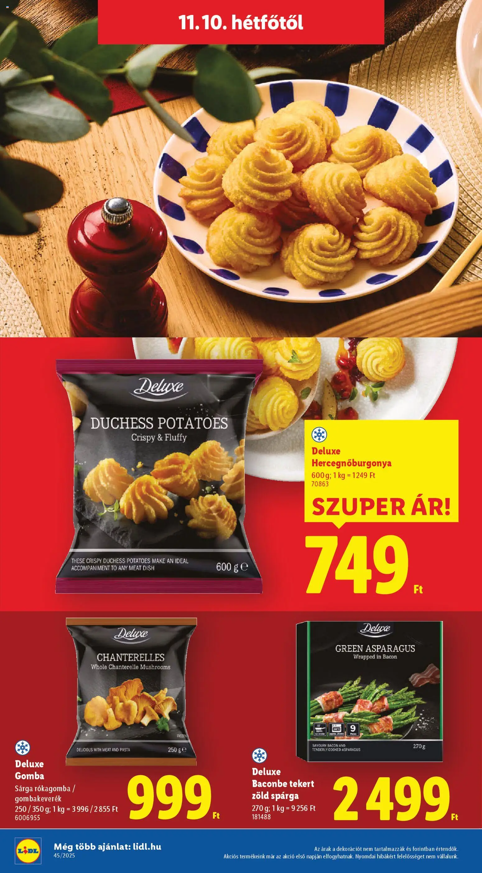 Lidl akciós ujság - amely érvényes a következő dátumtól: 06.11.2025 | Oldal: 12 | Termékek: Gomba, Bacon