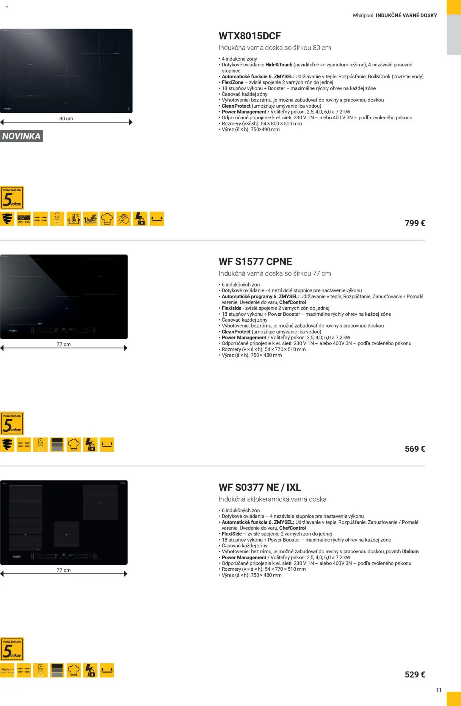 Nové Whirlpool akcie – leták je platný od 12.11.2025 | Strana: 11 | Produkty: Indukčná varná doska, Varná doska