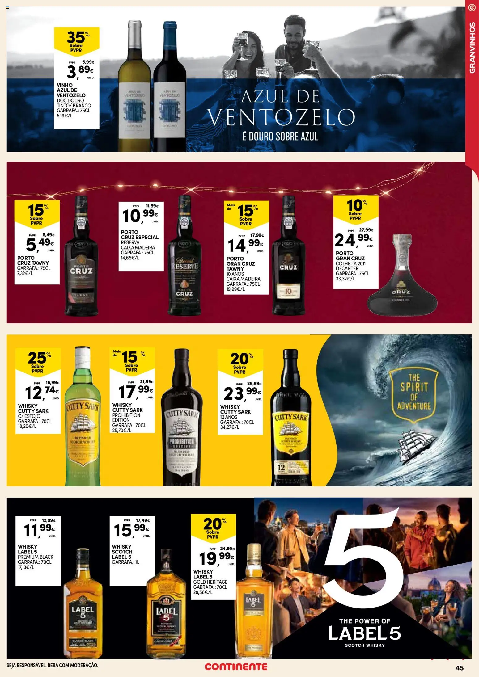 Continente - Açores: Natal │ válido de 11.12.2025 | Página: 45 | Produtos: Whisky, Caixa, Vinho
