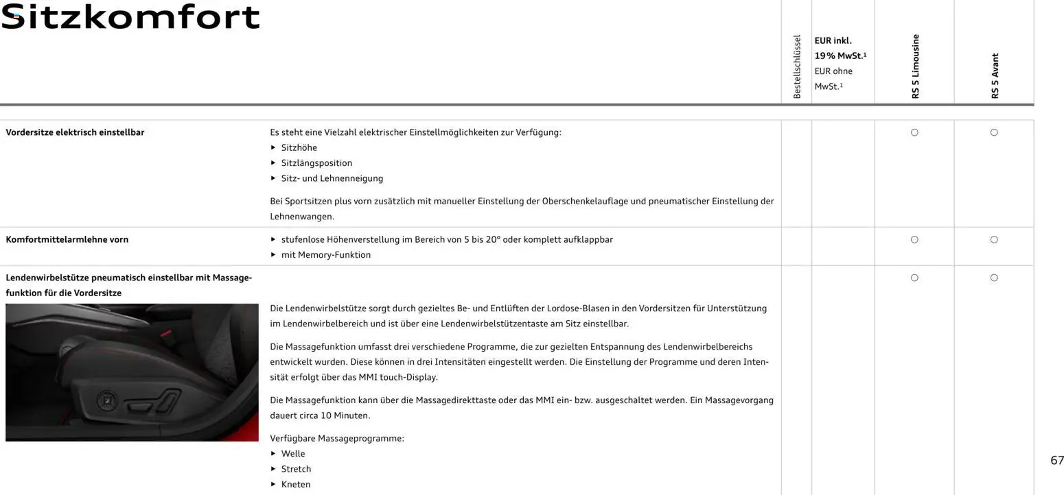 Audi RS 5 Limousine / RS 5 Avant – gültig ab 01.04.2026 | Seite: 67