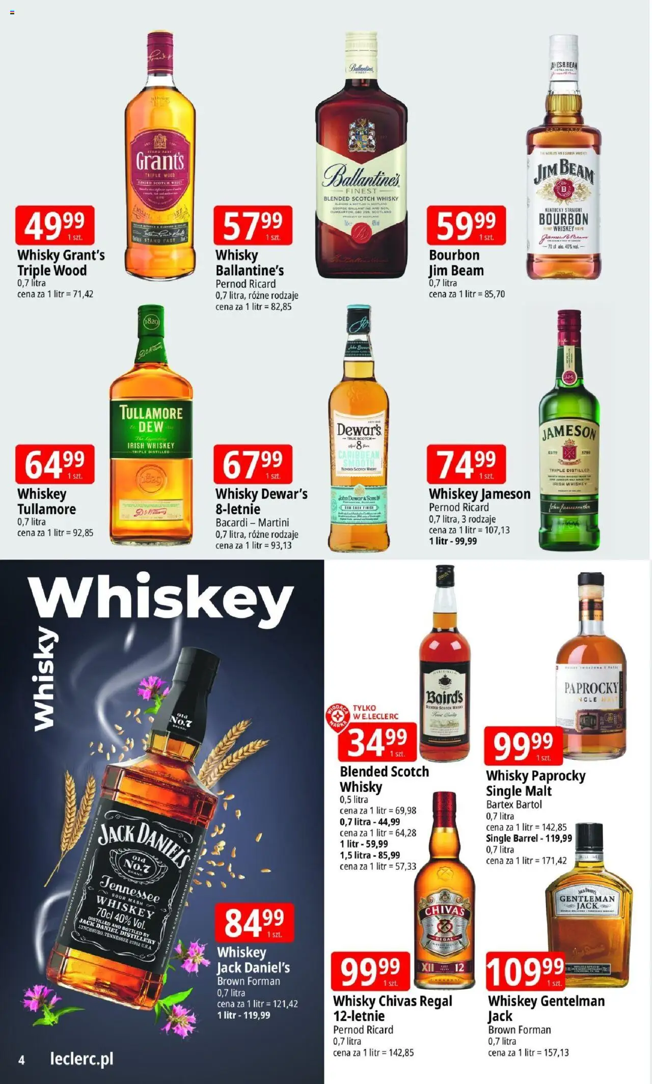 E.Leclerc Gazetka - Elbląg Alkohole od 10.06.2025 | Strona: 4 | Produkty: Whisky Chivas Regal, Bourbon, Jim Beam, Jack Daniel's