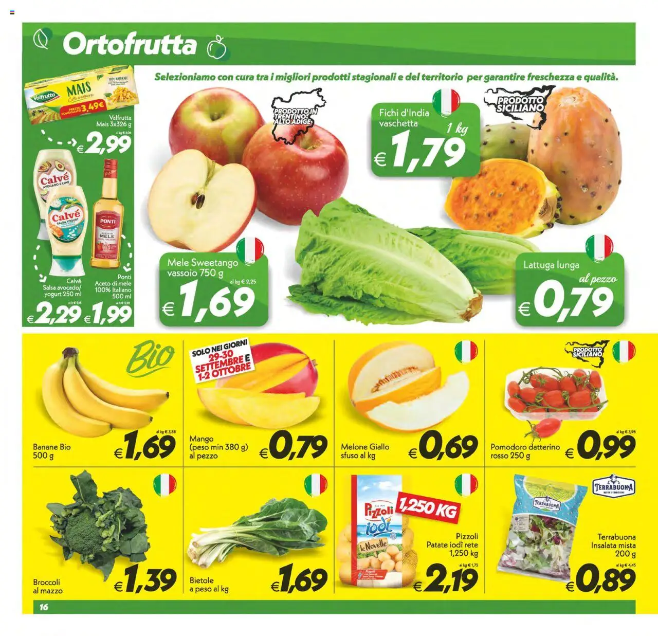 Volantino SuperConveniente del 23.09.2025 | Pagina: 16 | Prodotti: Aceto di mele, Insalata, Pomodoro, Mango
