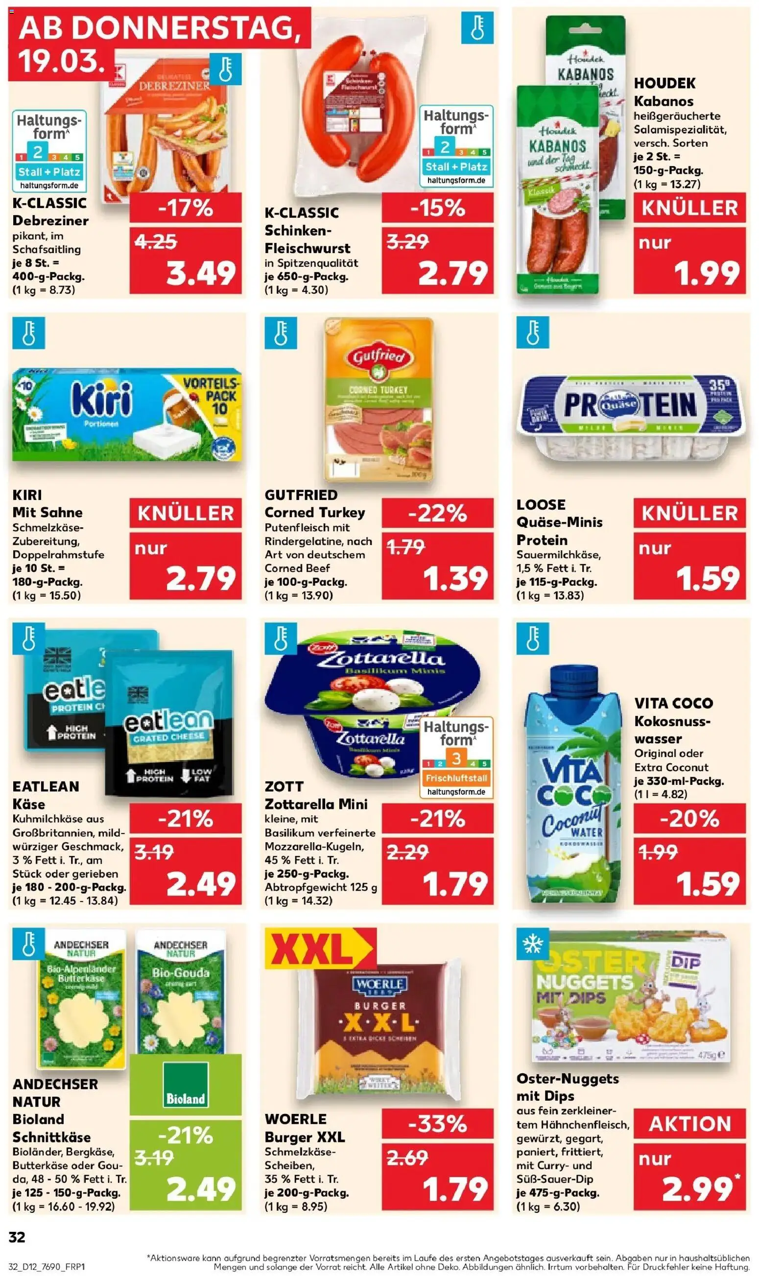 Kaufland Prospekt Dingolfing	 – gültig ab 19.03.2026 | Seite: 32 | Produkte: Käse, Wasser, Schinken, Sahne