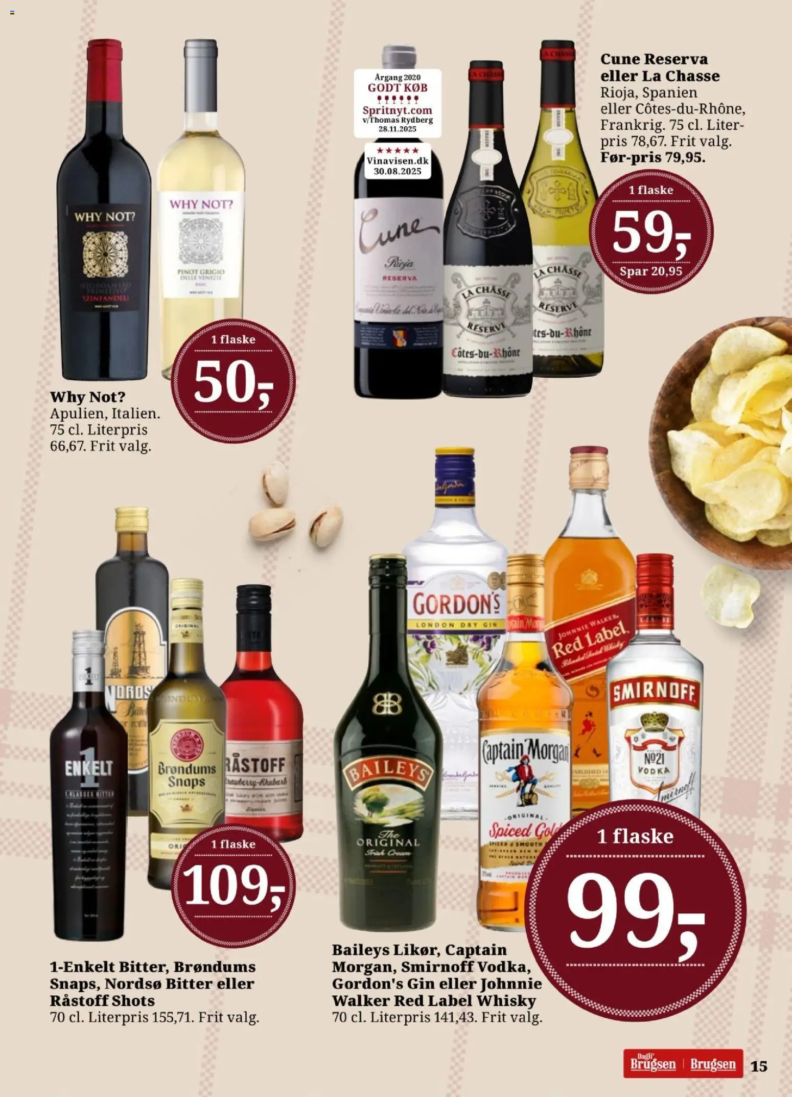 Dagli'Brugsen tilbudsavis – gyldig fra 13.02.2026 | Side: 15 | Produkter: Amendoins, Nuggets de frango, Gin, Vodka