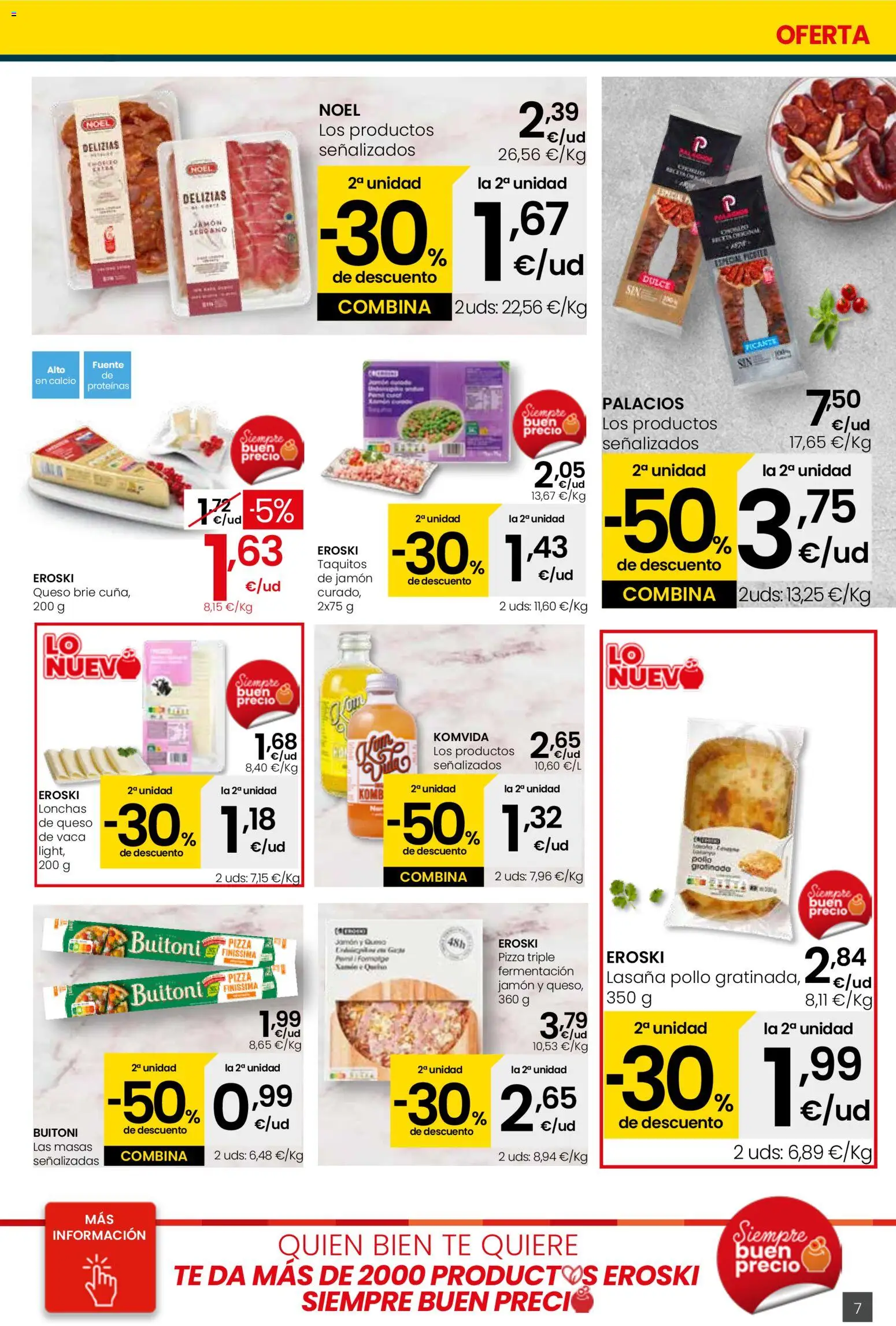 Eroski - Siempre a buen precio Supermercados │ válido desde el 05.01.2026 | Página: 7 | Productos: Queso de vaca, Queso, Jamón, Lasaña
