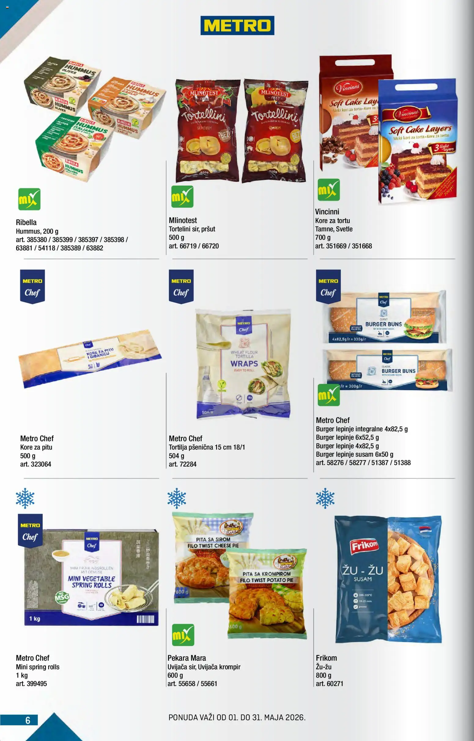 Metro katalog - važi od 01.05.2026 | Strana: 6 | Proizvode: Tortilja, Burger, Krompir, Hummus