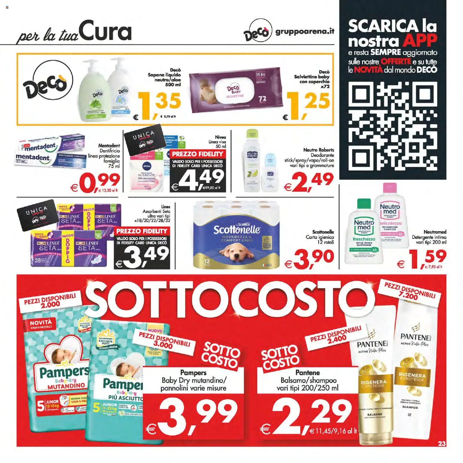 Volantino Decò del 10.03.2026 | Pagina: 23 | Prodotti: Deodorante, Dentifricio, Detergente, Pampers