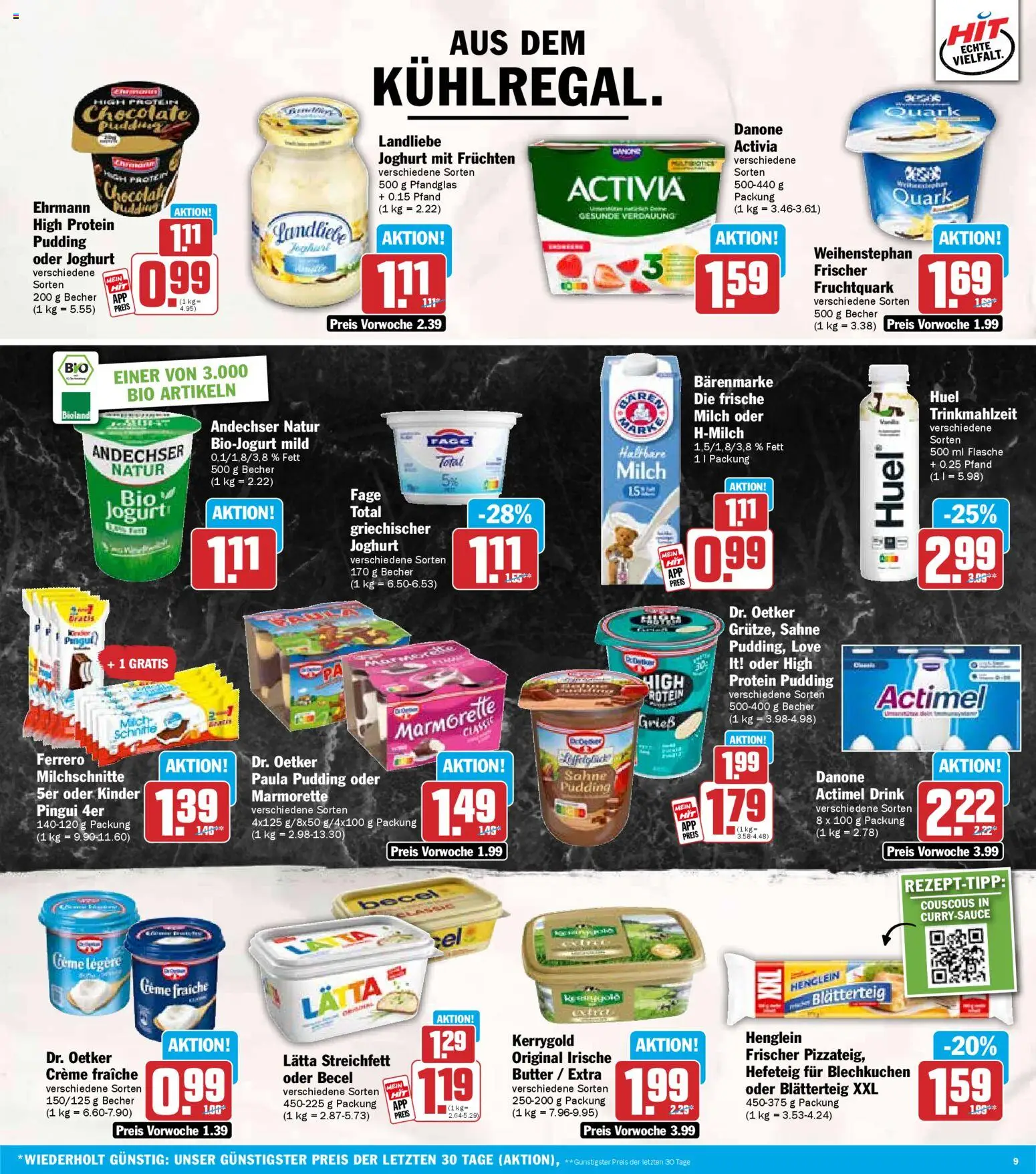 HIT - Hessen – gültig ab 27.10.2025 | Seite: 9 | Produkte: Quark, Joghurt, Pudding, Ferrero milchschnitte
