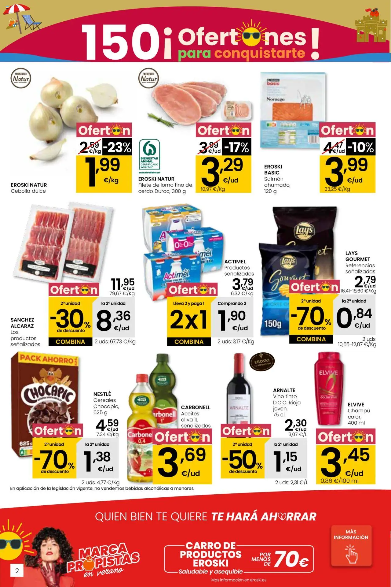 Eroski - Para conquistarte City │ válido desde el 14.08.2025 | Página: 2 | Productos: Vino, Cerdo, Παγωμένο τσάι, Filete