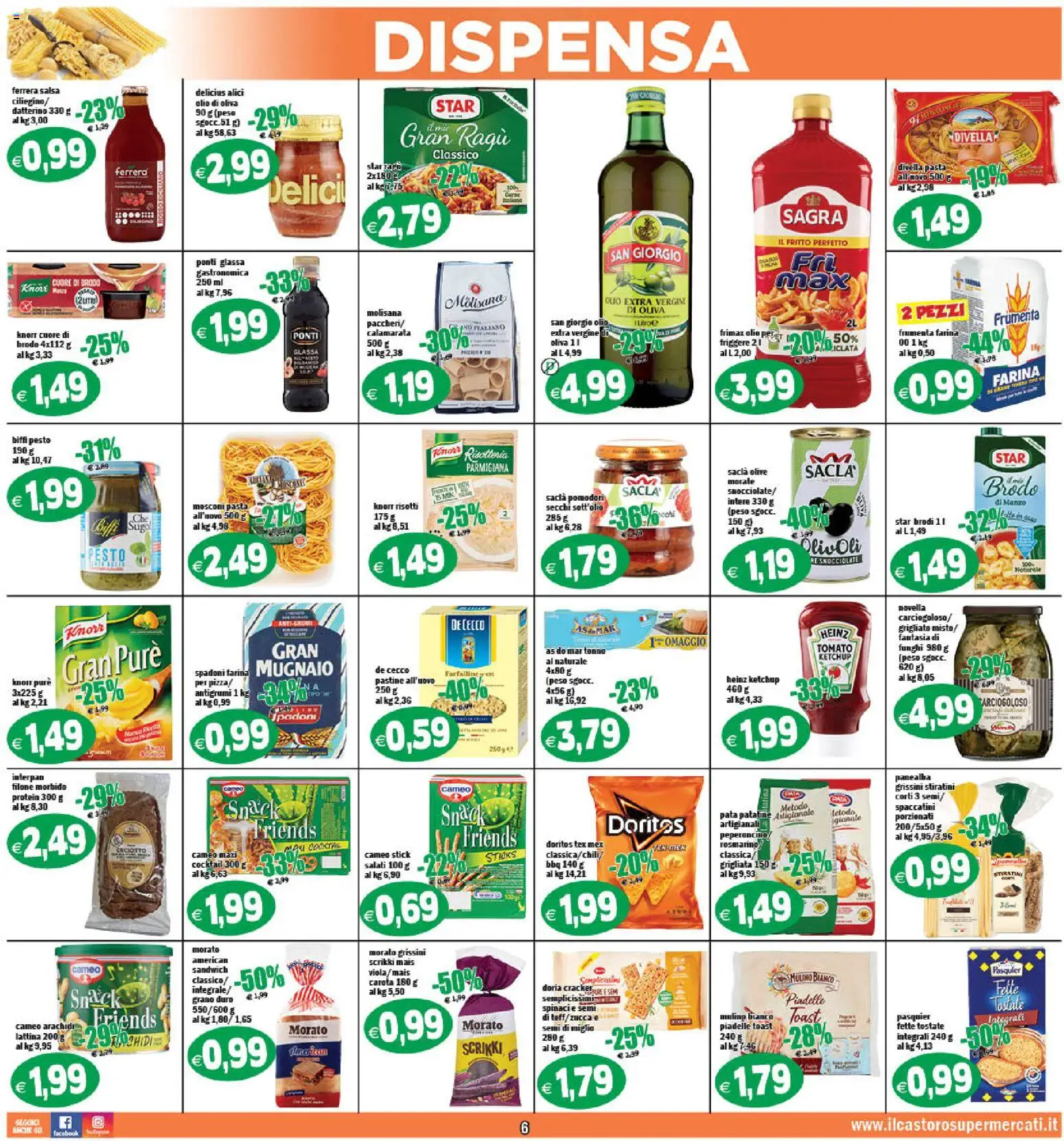 Volantino Il Castoro del 17.03.2026 | Pagina: 6 | Prodotti: Patatine, Olio, Pasta, Arachidi