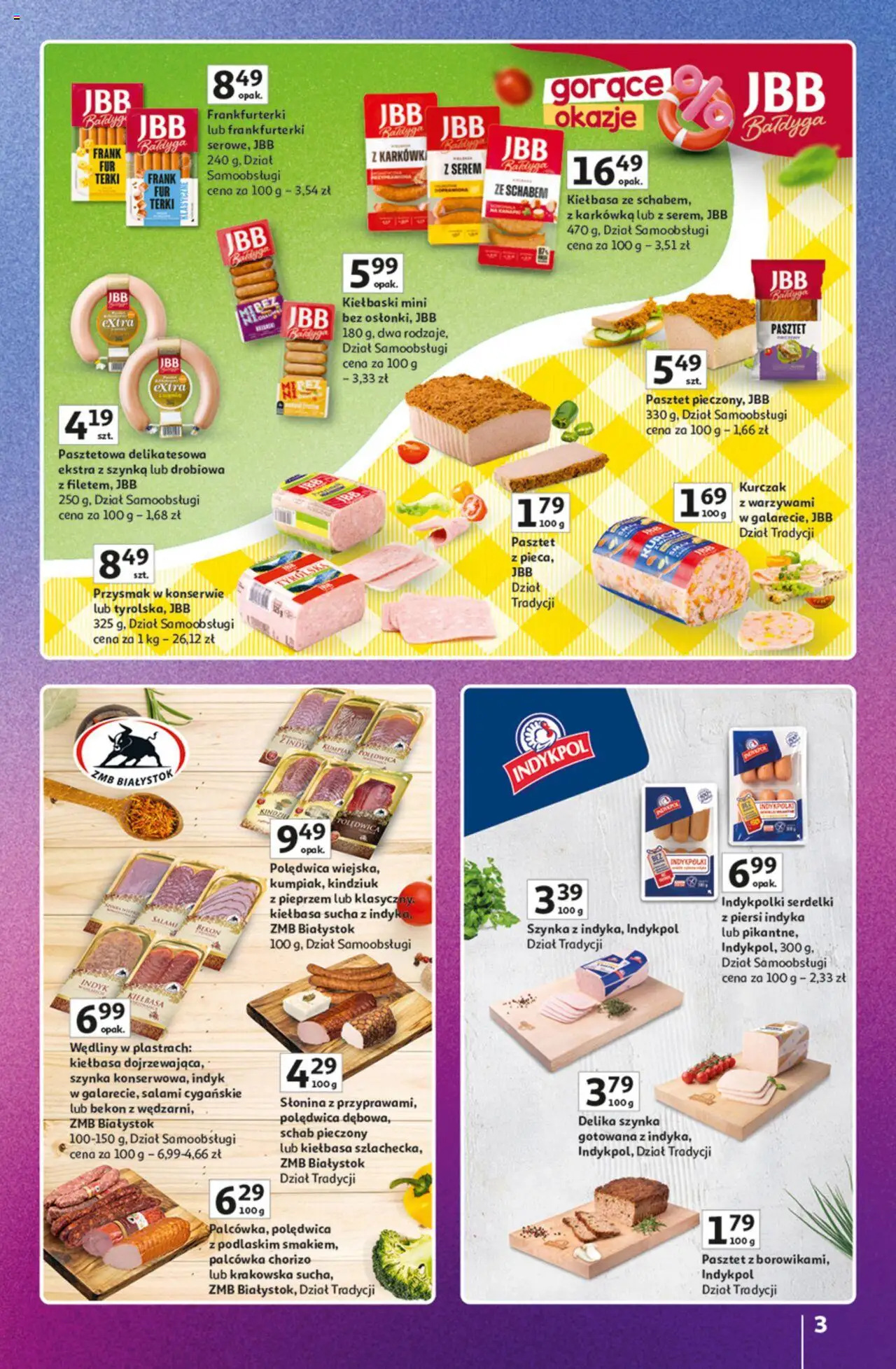 Auchan Gazetka - Znane marki duży wybór Hipermarket od 16.10.2025 | Strona: 3 | Produkty: Karkówka, Piersi, Słonina, Schab pieczony