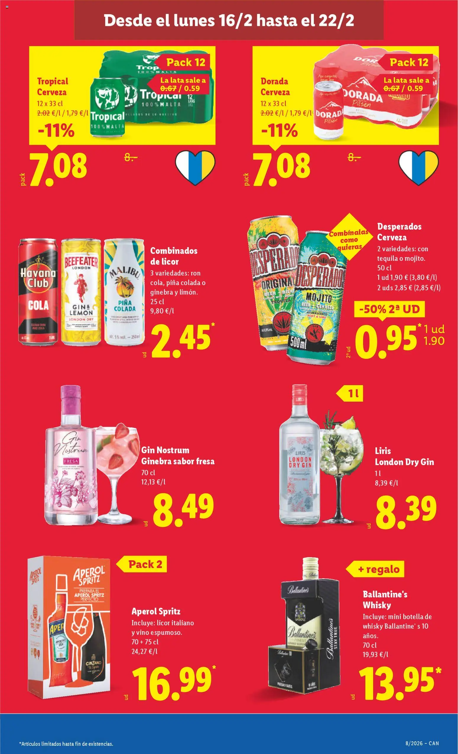 Lidl - Canarias  │ válido desde el 16.02.2026 | Página: 27 | Productos: Licor, Ron, Piña, Whisky