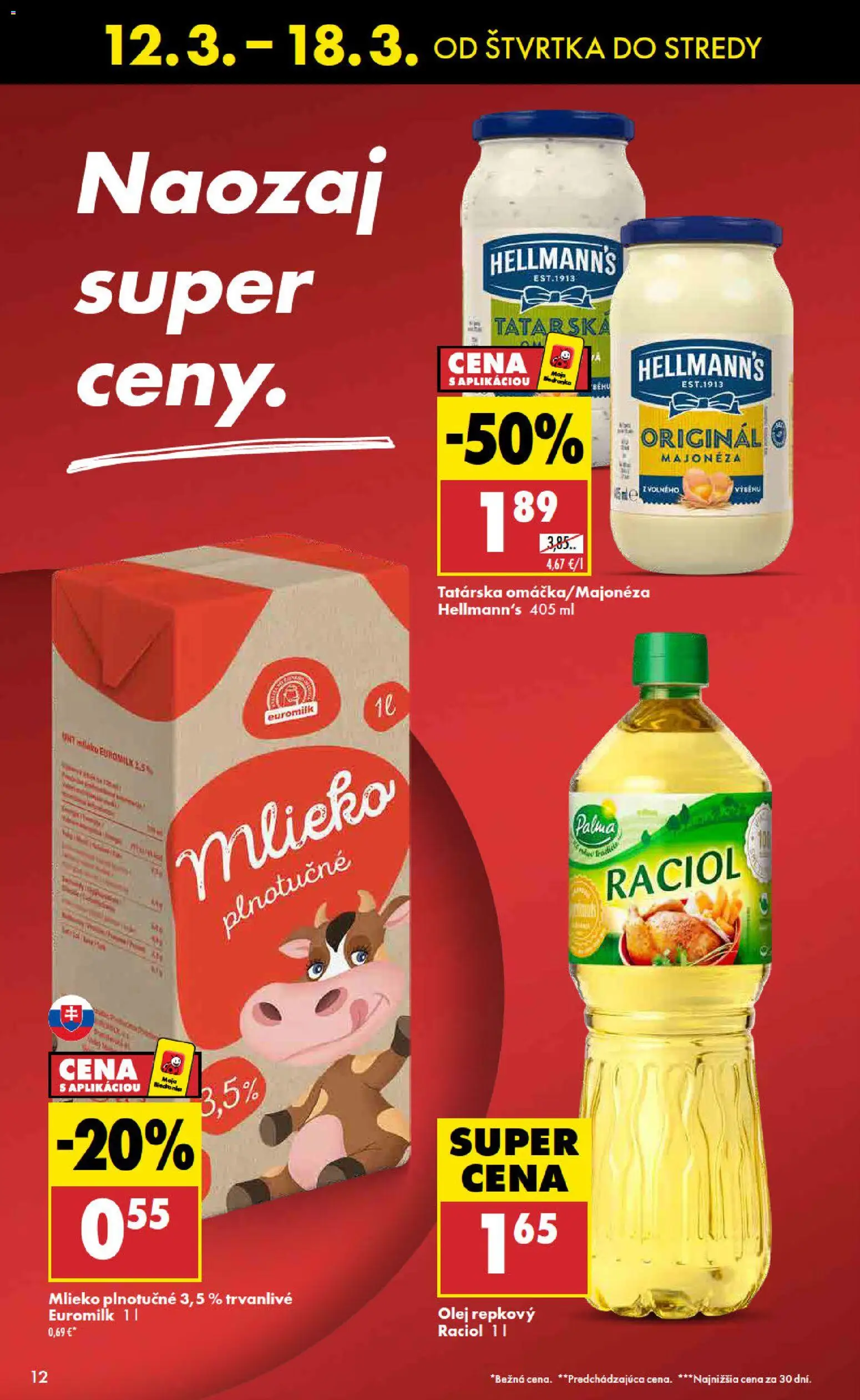 Nové Biedronka akcie – leták je platný od 12.03.2026 | Strana: 12 | Produkty: Mlieko, Olej