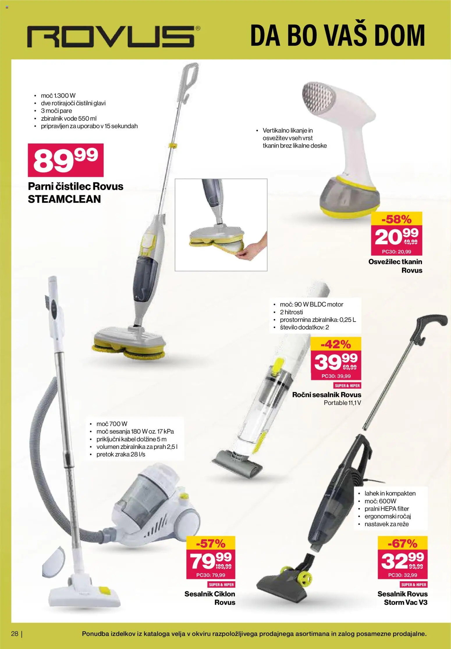 Novi Mercator katalog ponudbe – veljaven od 14.01.2026 | Stran: 28 | Izdelki: Kabel, Sesalnik, Parni čistilec