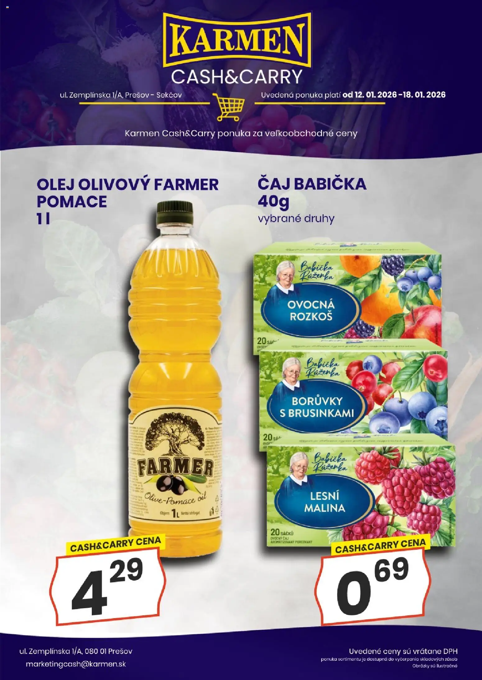 Nové KARMEN CBA akcie – leták je platný od 12.01.2026 | Strana: 6 | Produkty: Olej, Čaj