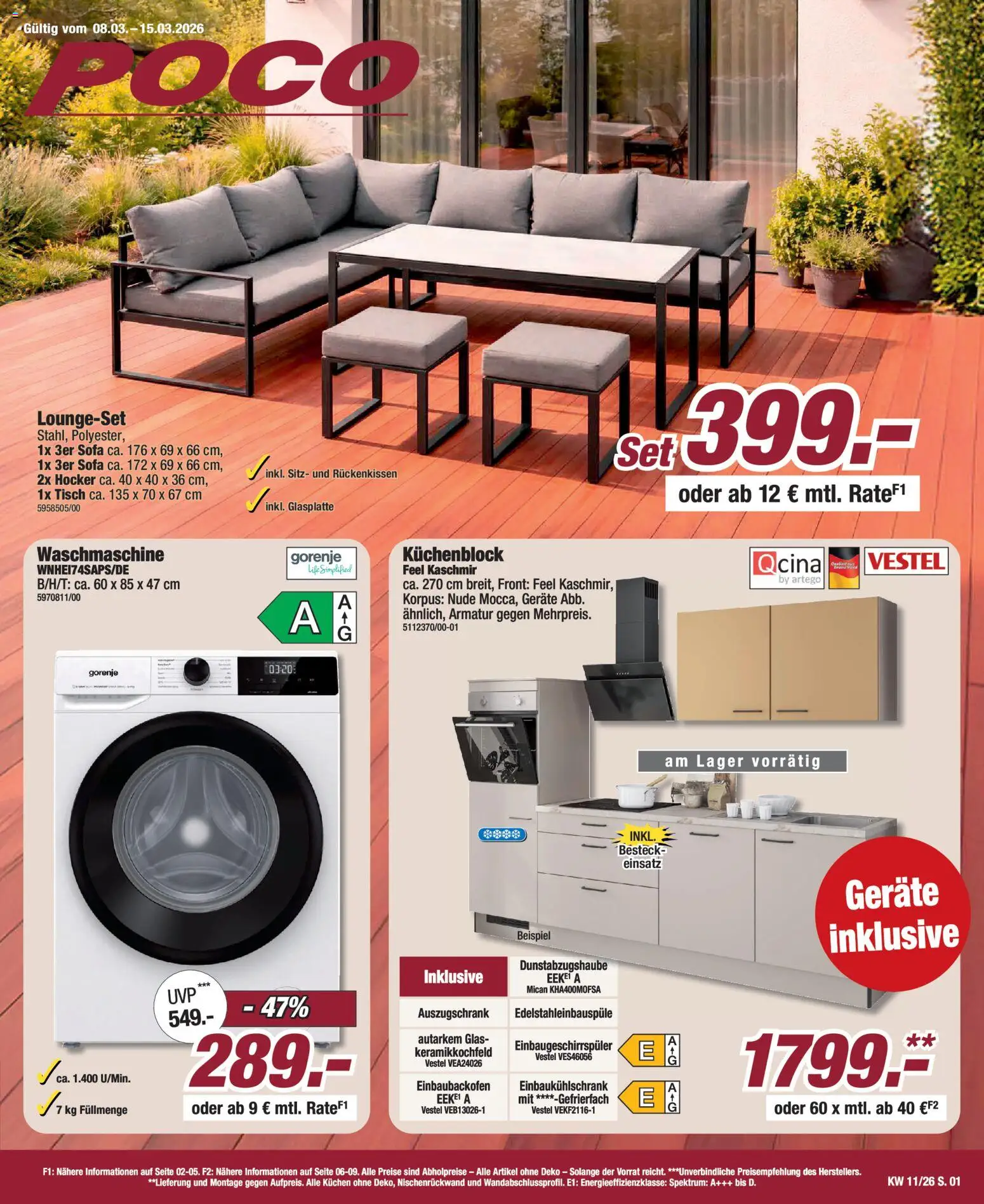 Poco Prospekt 	 – gültig ab 08.03.2026 | Seite: 1 | Produkte: Gorenje, Küchenblock, Tisch, Waschmaschine