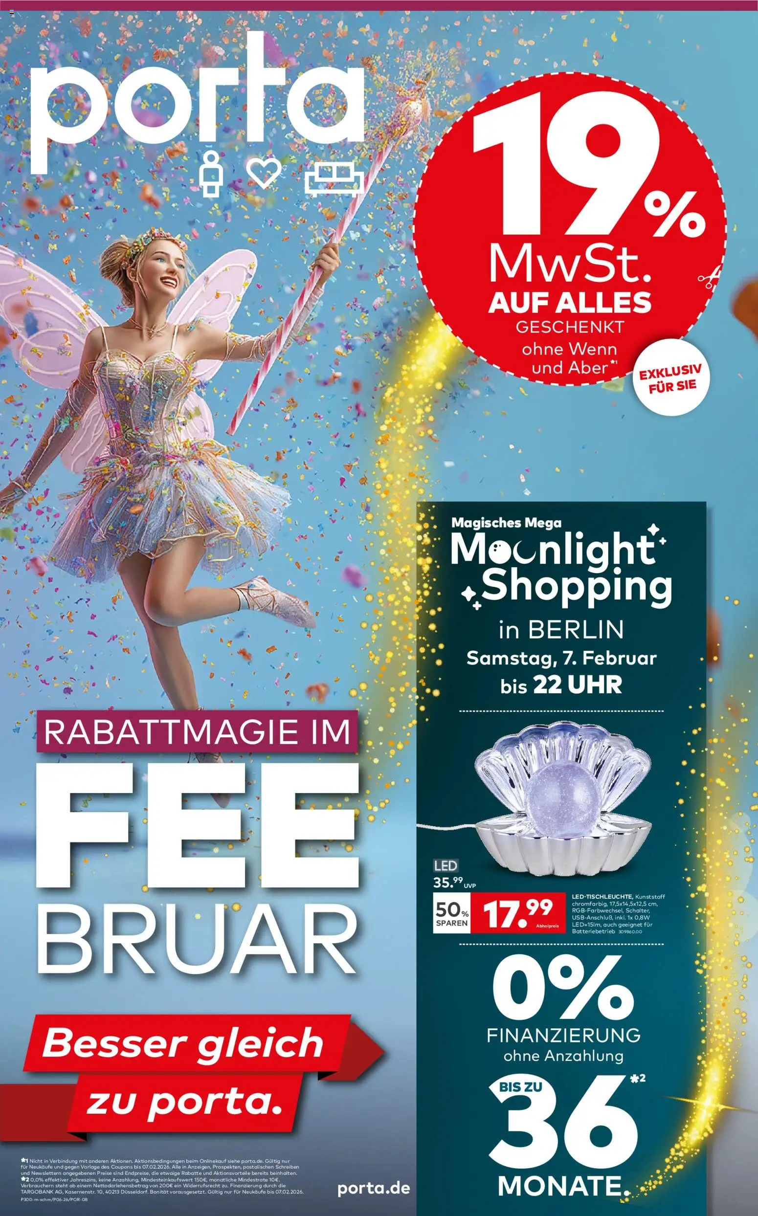 Porta! Rabattmagie im FEEbruar mit 19% MwSt. auf alles - Berlin – gültig ab 01.02.2026 | Seite: 1 | Produkte: Uhr