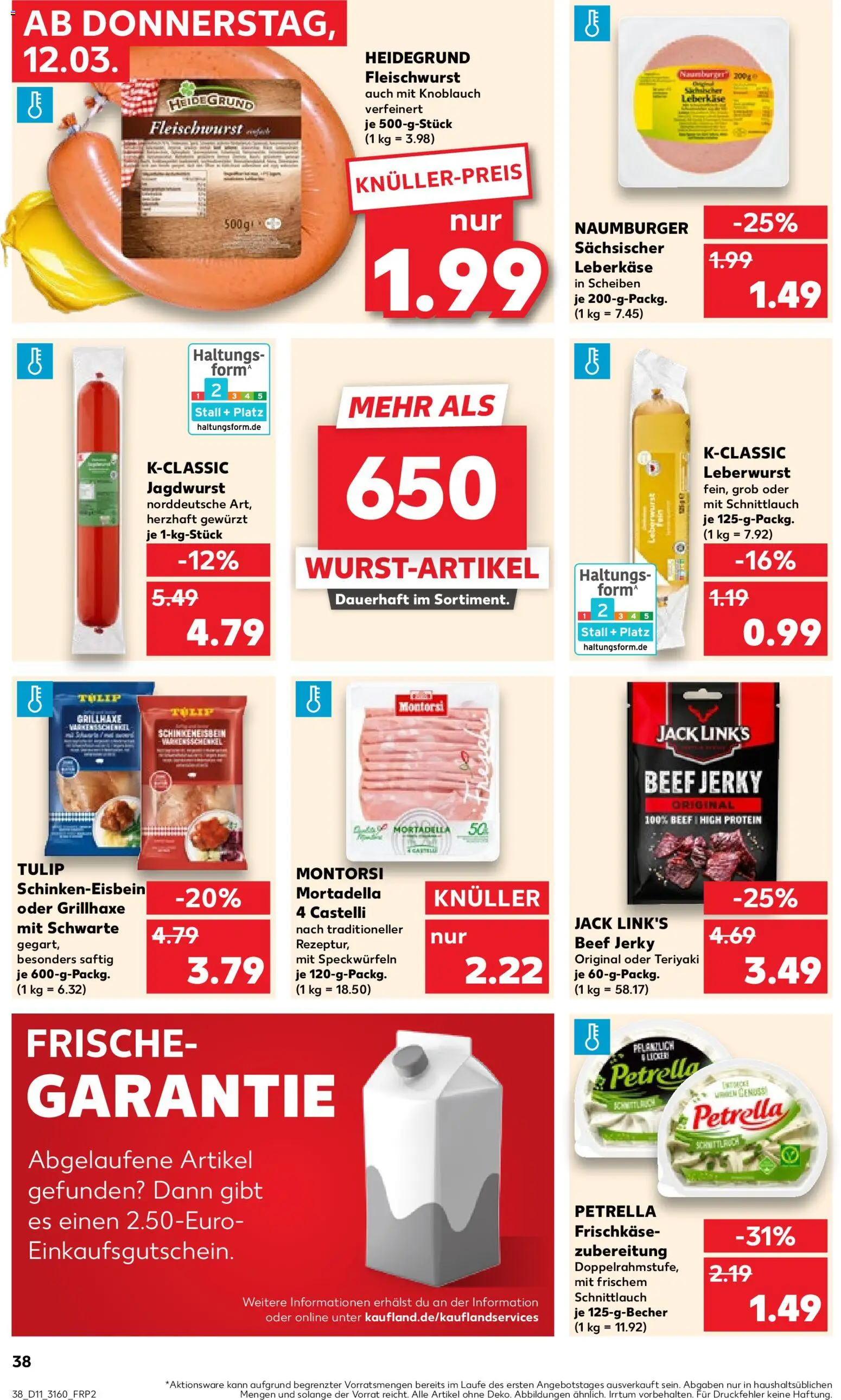 Kaufland Prospekt Potsdam	 – gültig ab 12.03.2026 | Seite: 38 | Produkte: Knoblauch, Frischkase, Leberkase