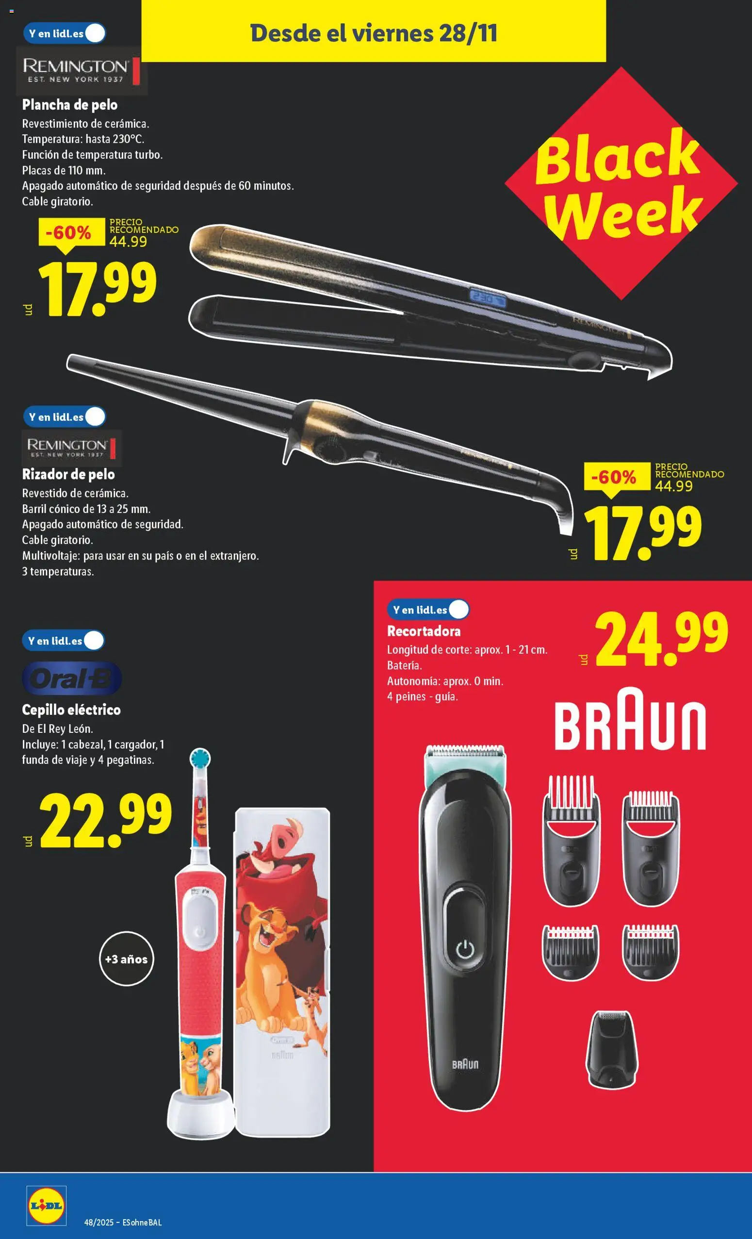 Lidl - Black Friday │ válido desde el 24.11.2025 | Página: 18 | Productos: Cepillo, Cable, Funda, Plancha