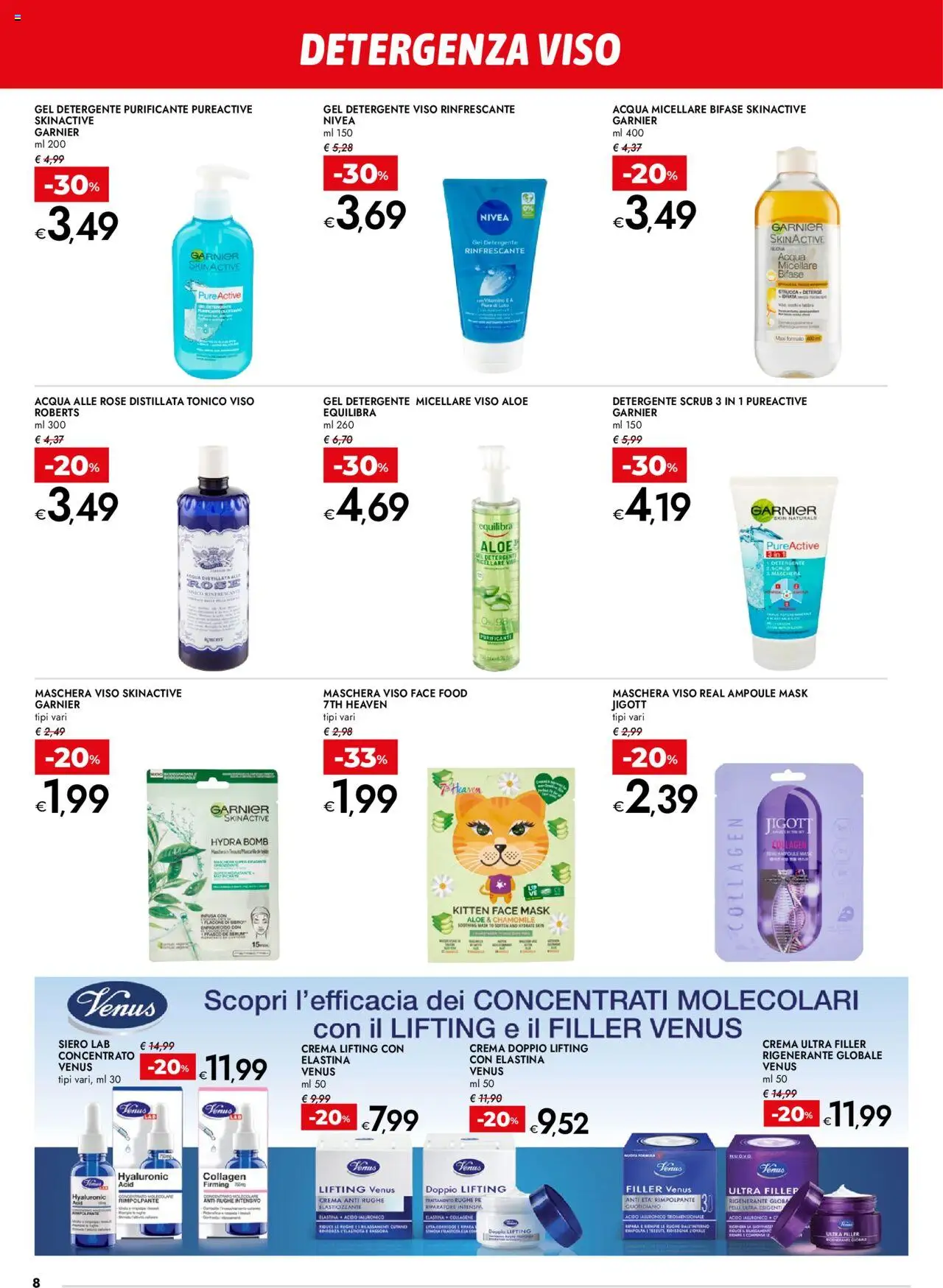 Volantino bennet del 18.09.2025 | Pagina: 8 | Prodotti: Crema, Tonico viso, Detergente, Acqua