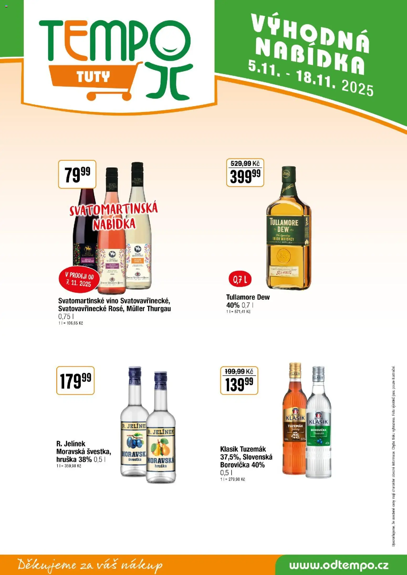 Tempo leták - Tuty od 05.11.2025 | Strana: 12 | Produkty: Whiskey, Víno, Svatomartinské víno, Tullamore Dew