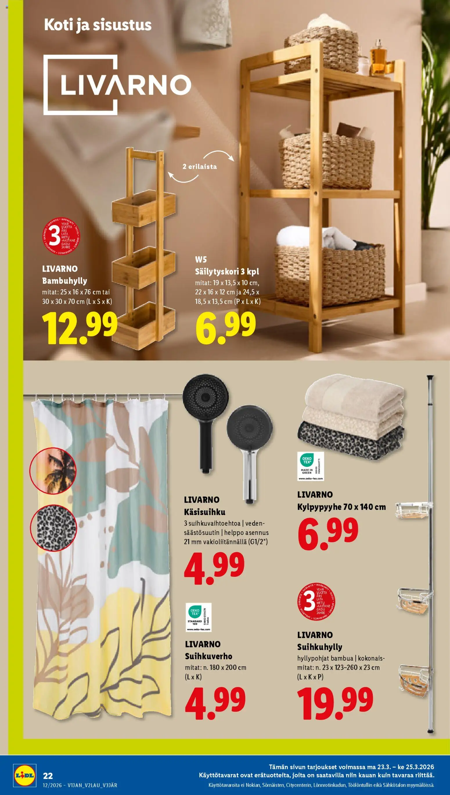 Lidl tarjoukset – voimassa 19.03.2026 alkaen | Sivu: 28 | Tuotteet: Suihkuhylly, Suihkuverho