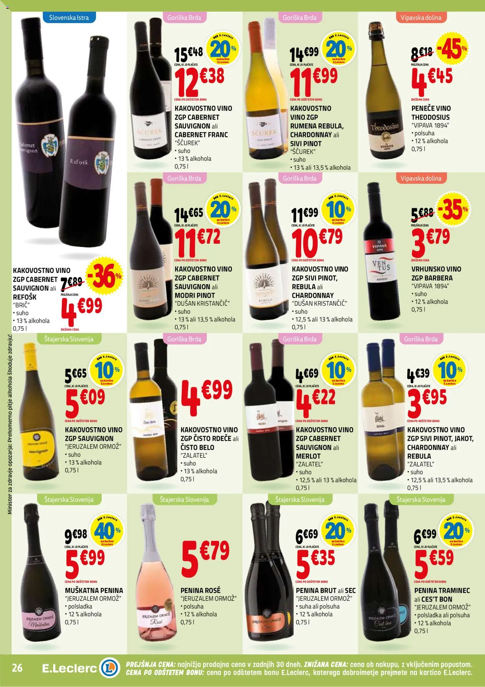 Novi E.leclerc katalog ponudbe – veljaven od 21.01.2026 | Stran: 26 | Izdelki: Penina, Vino