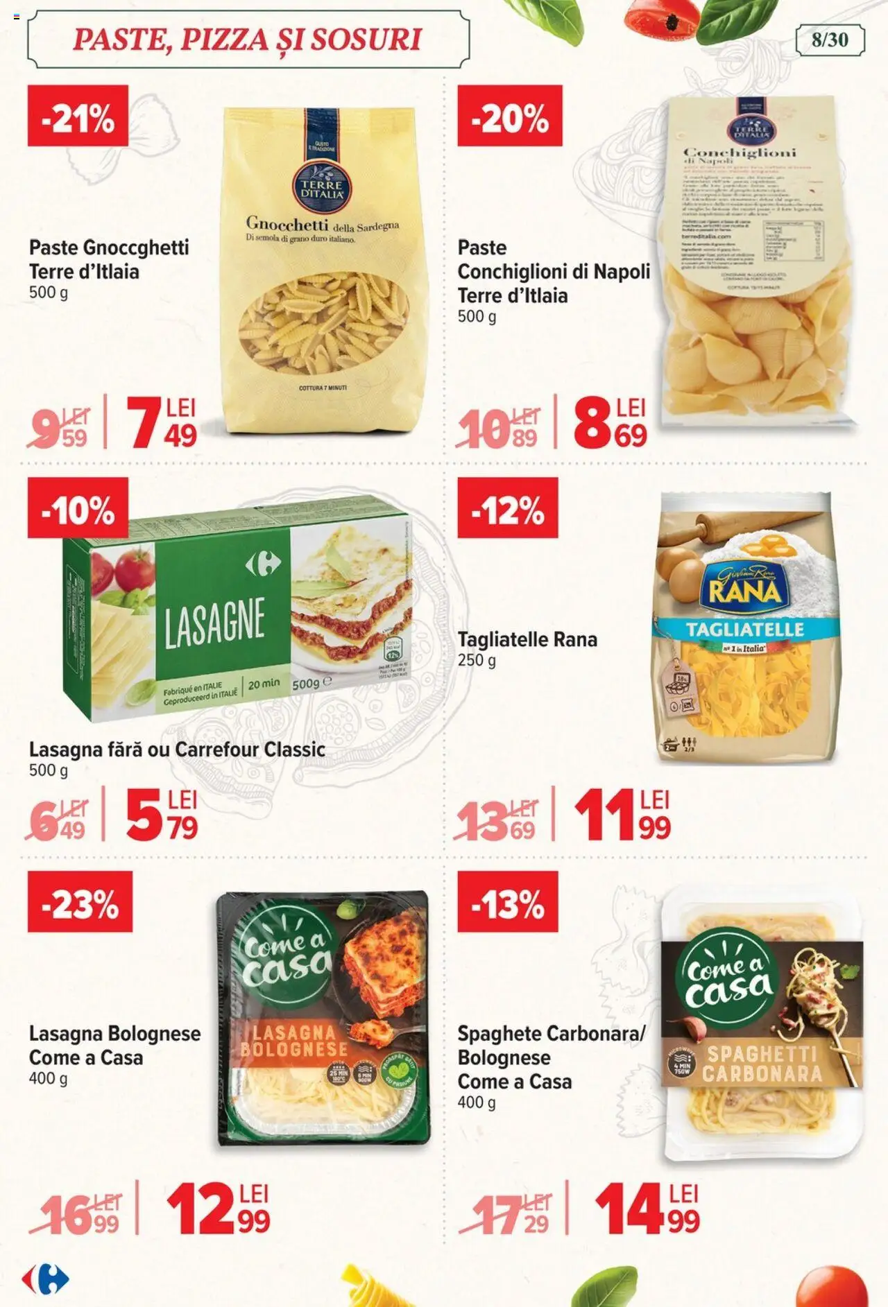 Carrefour catalog - Italian weeks – valabil de la 06.08.2025 | Pagină: 8 | Produse: Lasagna, Pizza, Paste