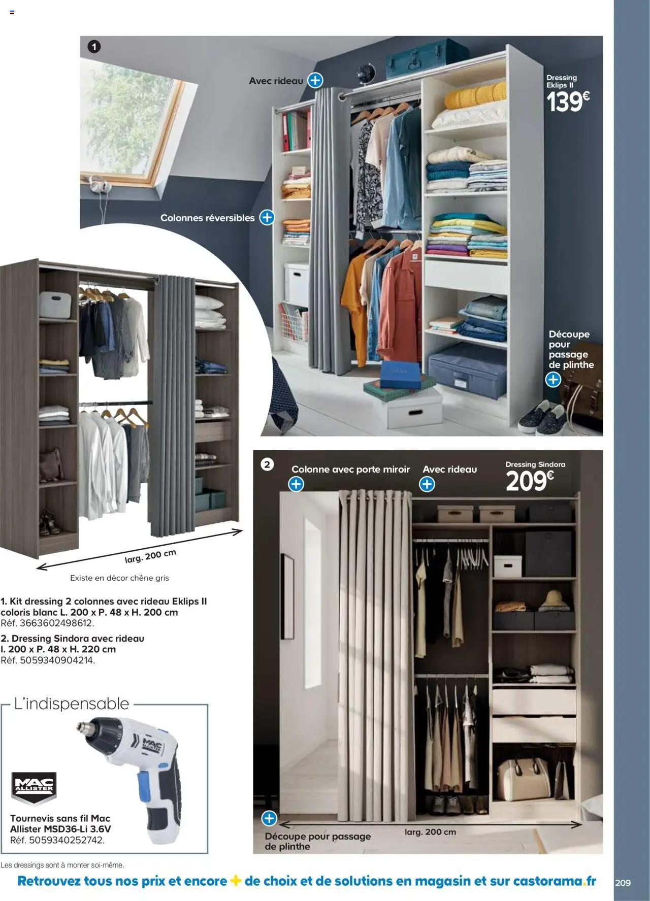 {H1} | Page: 209 | Produits: Plinthe, Dressing, Miroir, Rideau