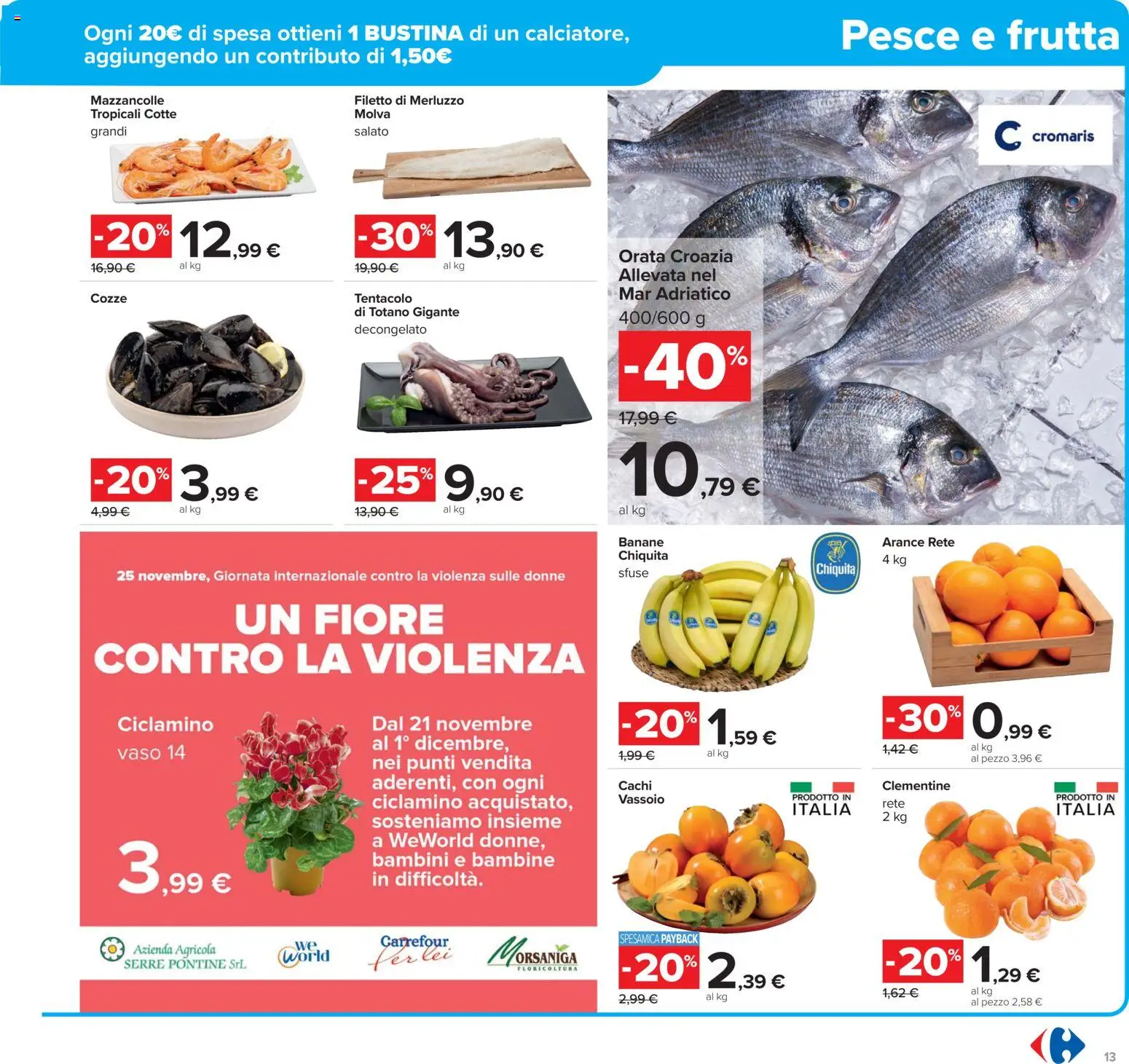 Volantino Carrefour del 17.11.2025 | Pagina: 13 | Prodotti: Merluzzo, Cozze, Cachi, Vassoio