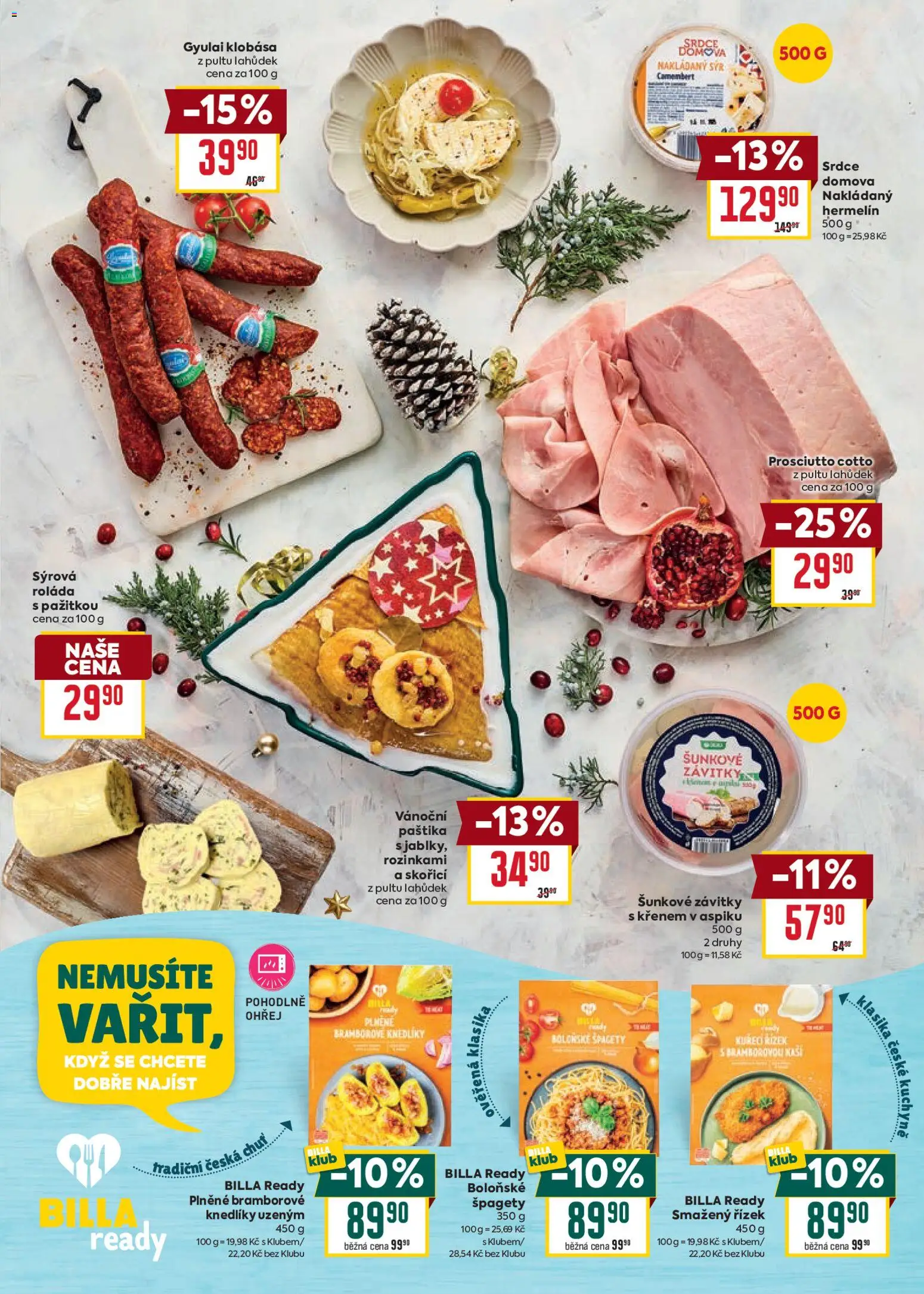 Billa leták - Delikatesy od 03.12.2025 | Strana: 5 | Produkty: Prosciutto, Nakládaný hermelín, Kuchyně, Paštika