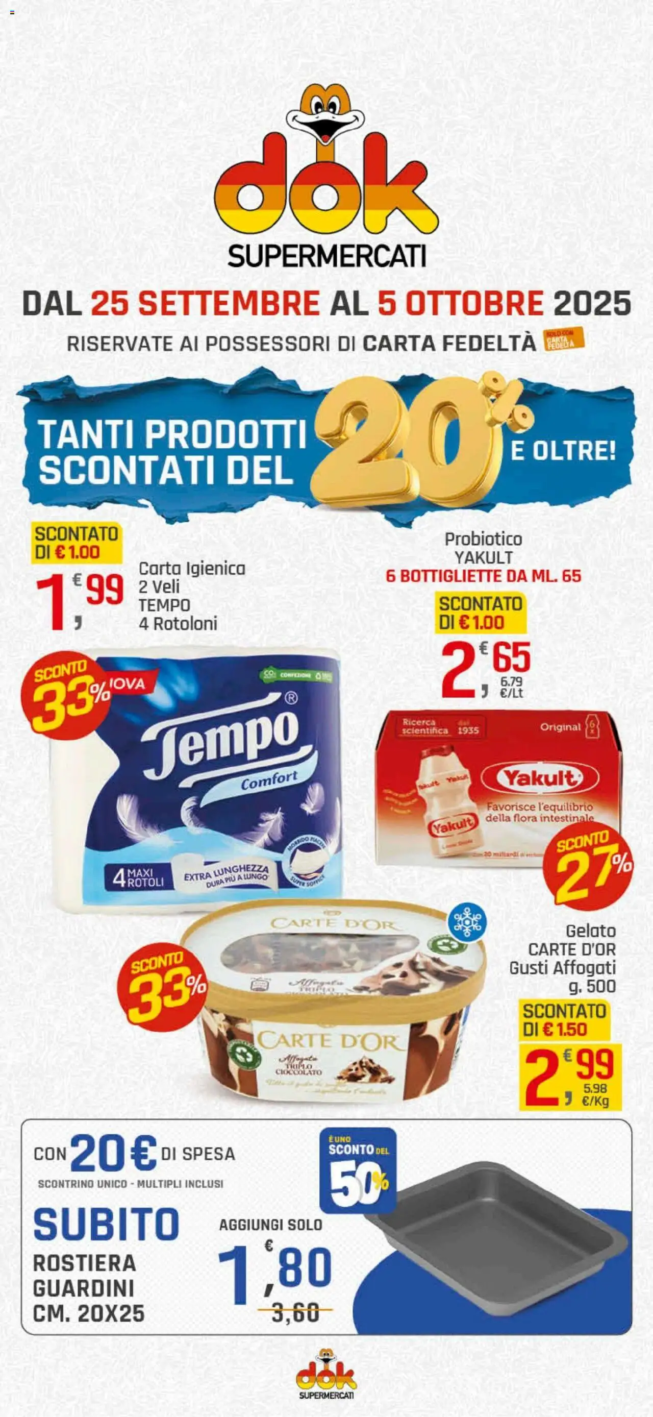 Volantino DOK del 25.09.2025 | Pagina: 1 | Prodotti: Carta igienica, Cioccolato, Gelato
