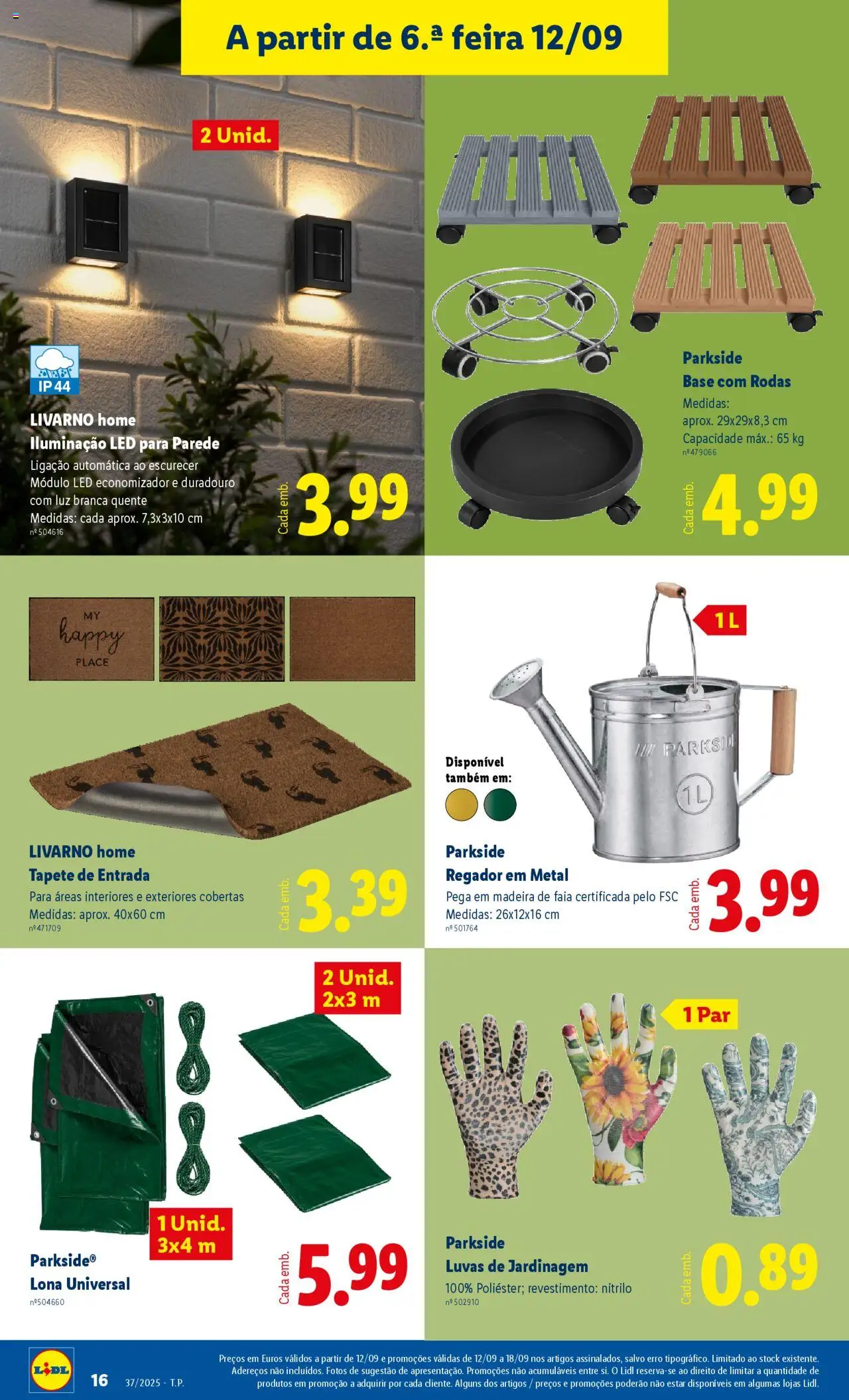 Lidl Novidades │ válido de 08.09.2025 | Página: 16 | Produtos: Luvas, Base, Tapete