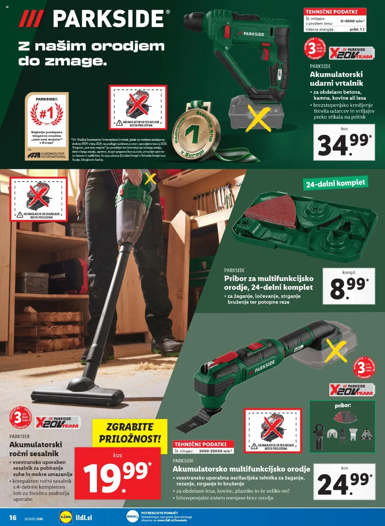 Lidl katalog │ velja od 28.08.2025 | Stran: 34 | Izdelki: Pribor, Orodje, Polnilnik, Sesalnik