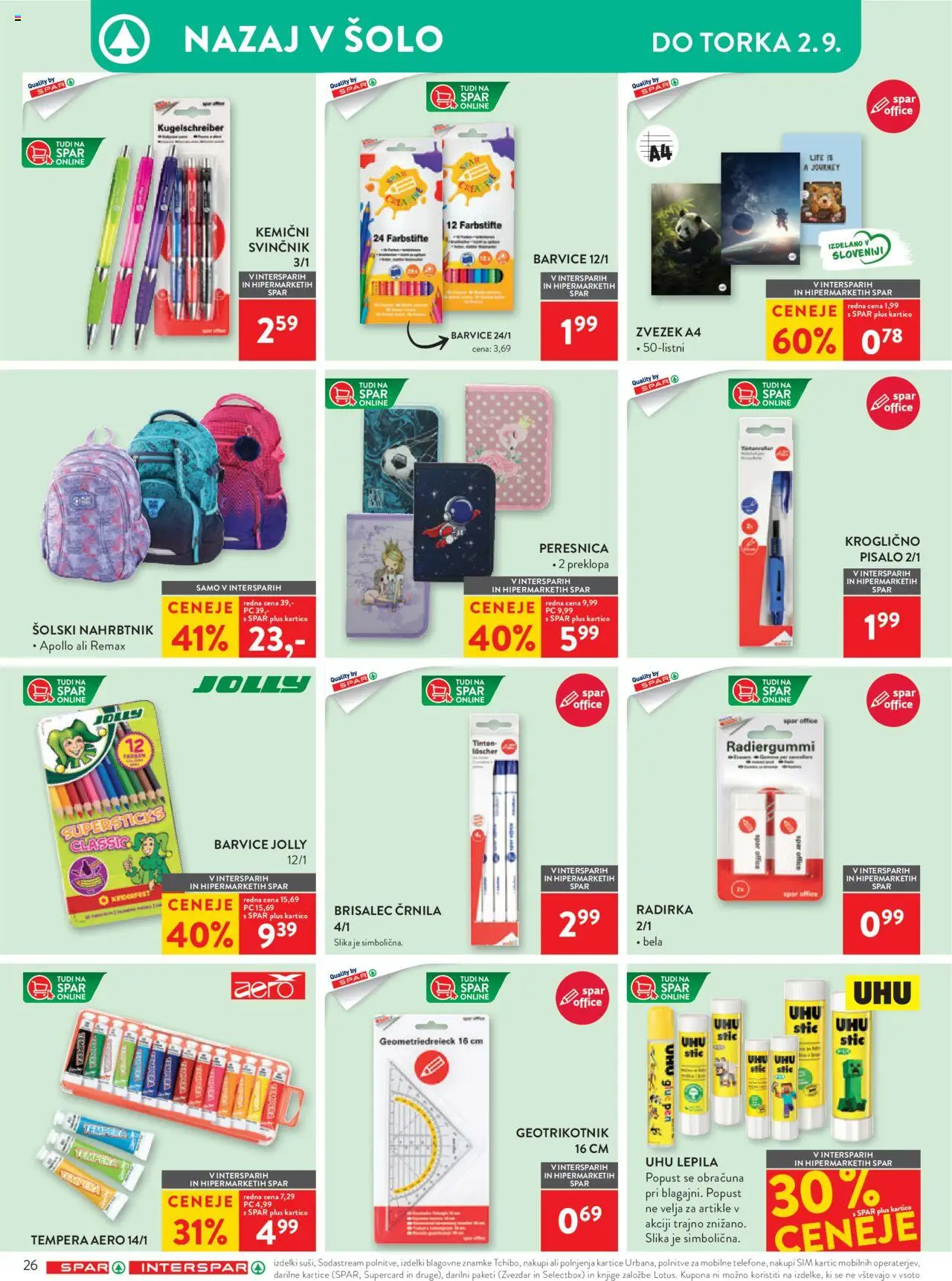 Spar katalog 34/25 │ velja od 20.08.2025 | Stran: 32 | Izdelki: Barvice, Peresnica, Svinčnik, Nahrbtnik