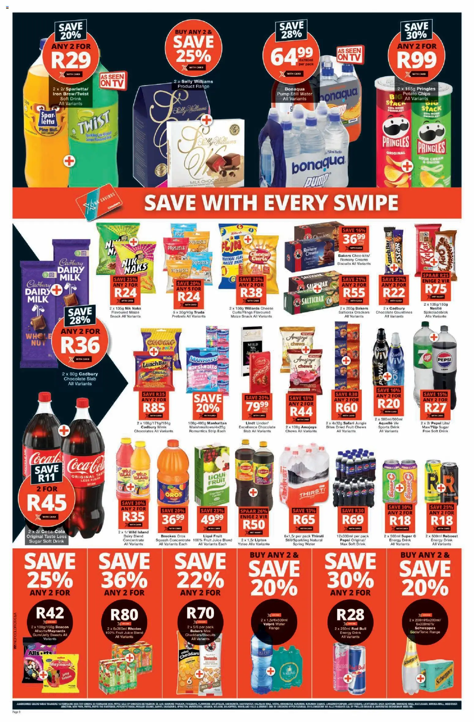 New Checkers catalogue – valid from 16.02.2026 | Page: 8 | Products: Milk, Juice, Fruit, Sugar