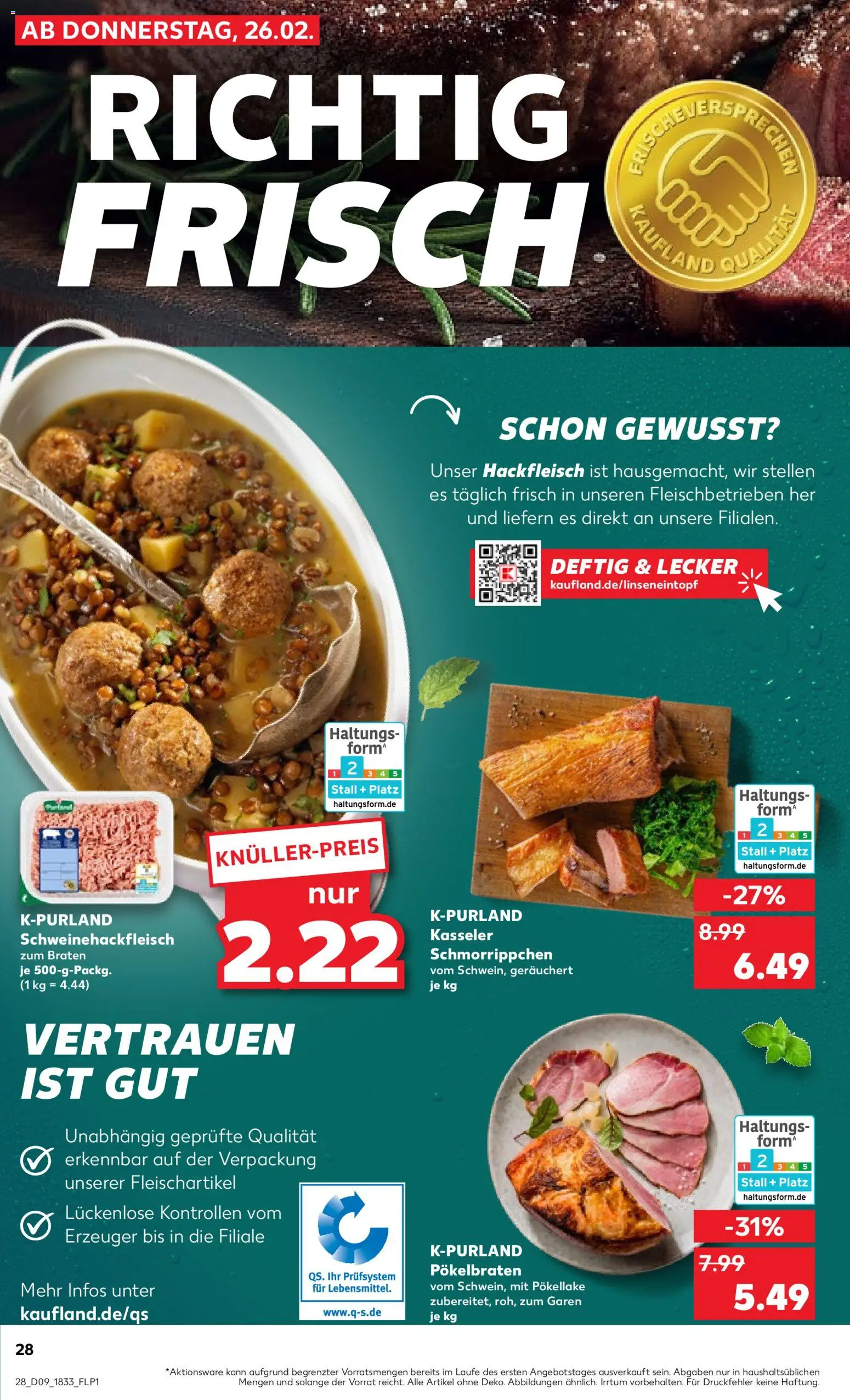 Kaufland prospekt Bremen	 – gültig ab 26.02.2026 | Seite: 28 | Produkte: Hackfleisch
