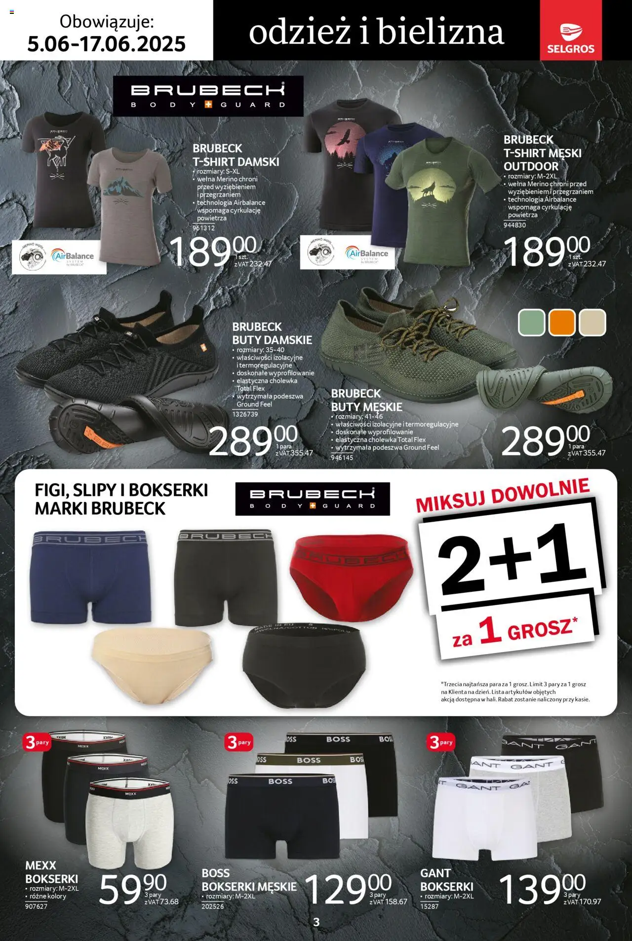 Selgros cash&carry Gazetka - Premium od 05.06.2025 | Strona: 3 | Produkty: Bielizna, Bokserki, Buty, Buty męskie