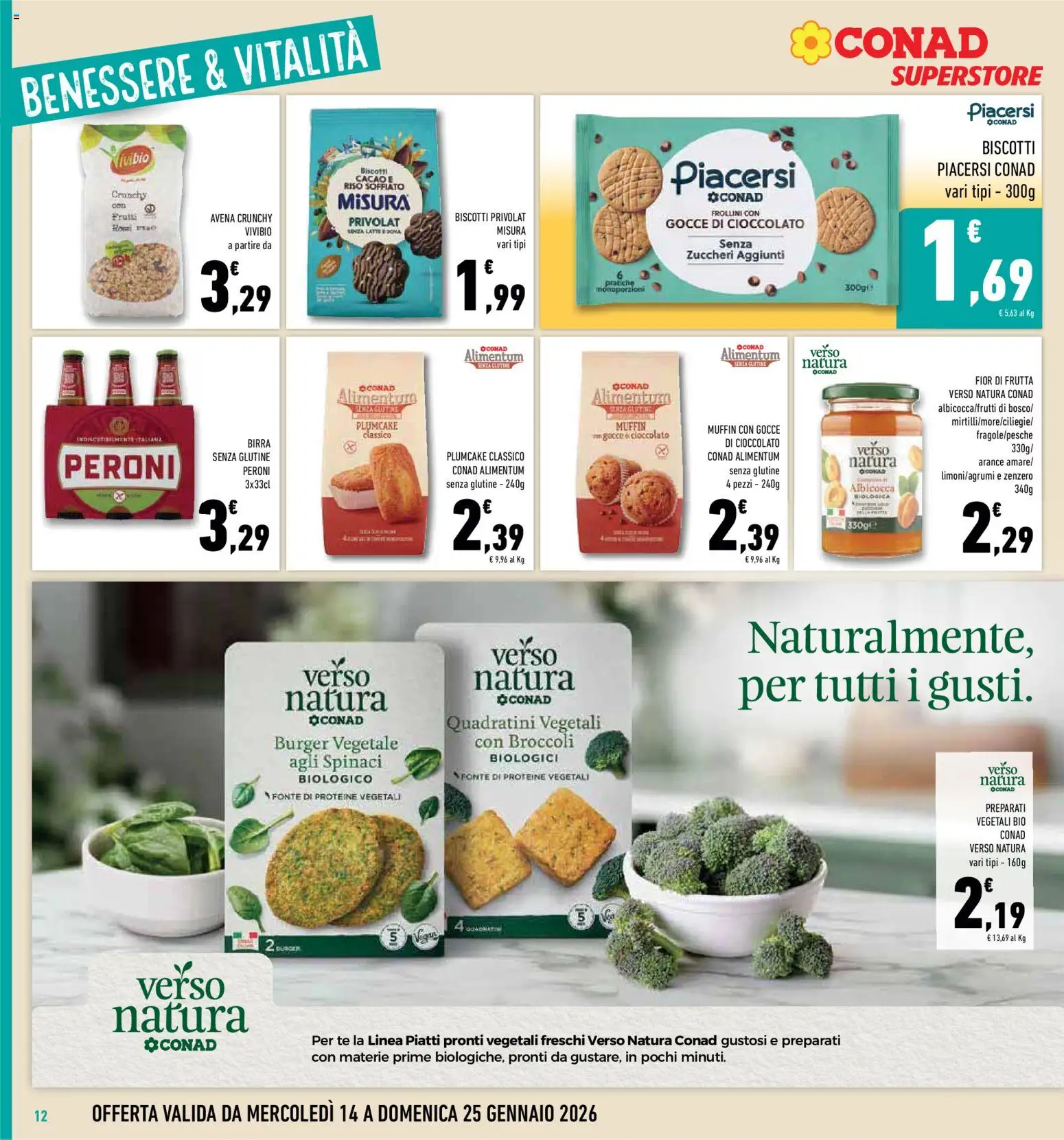 Volantino Conad del 14.01.2026 | Pagina: 12 | Prodotti: Birra, Tè, Biscotti, Broccoli