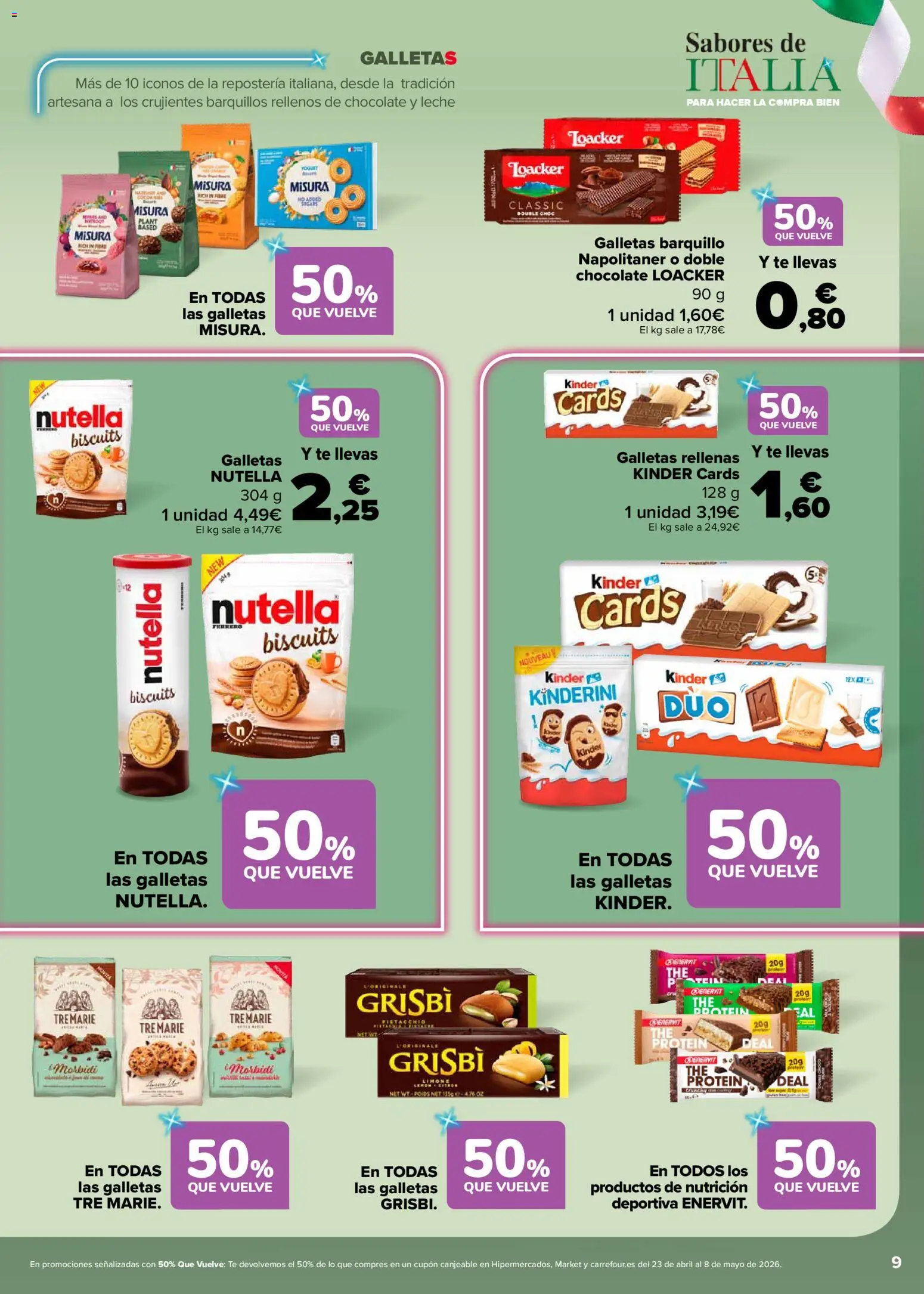 Carrefour Sabores de Italia │ válido desde el 07.04.2026 | Página: 9 | Productos: Leche, Chocolate, Té, Galletas