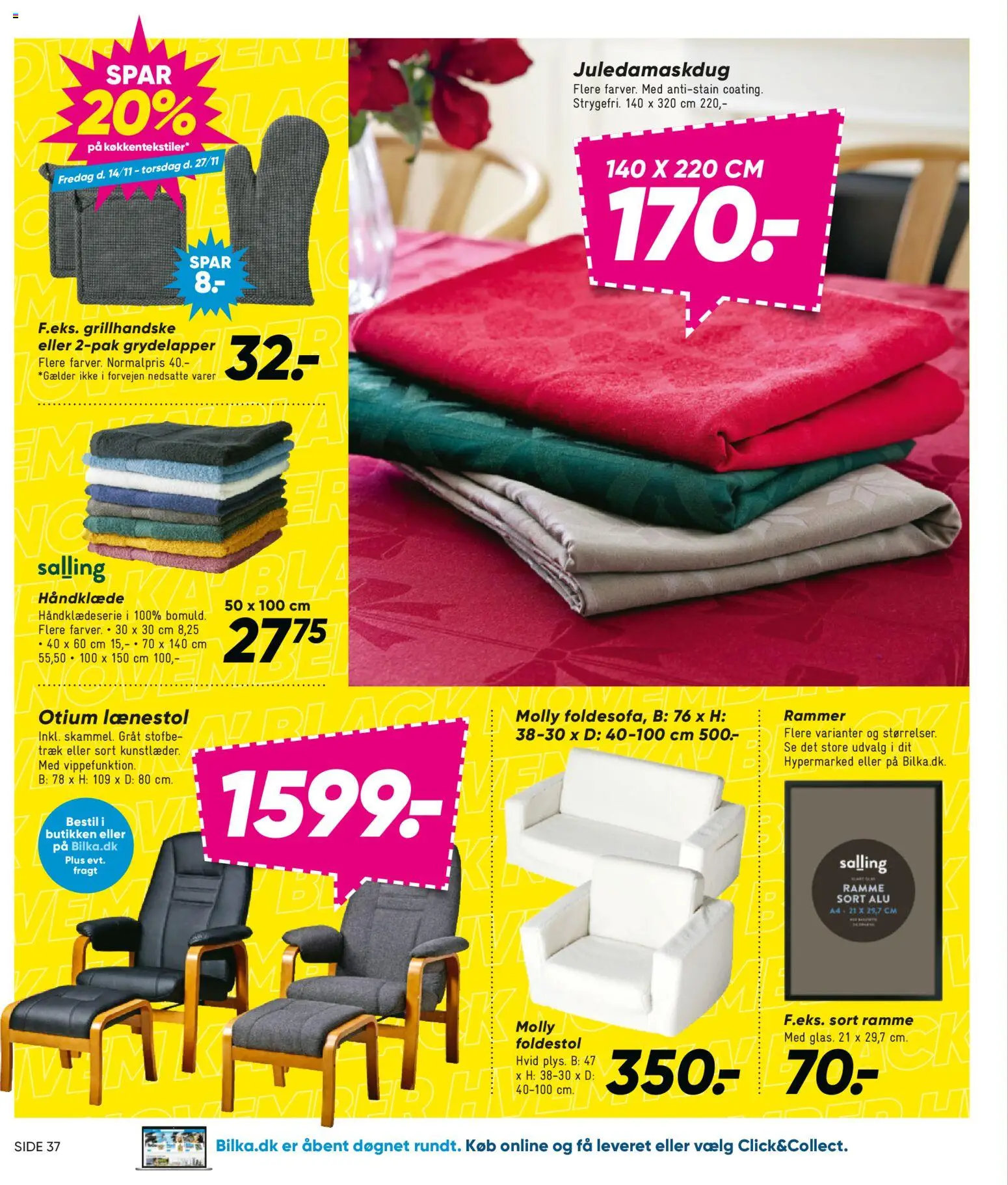 Bilka tilbudsavis – gyldig fra 14.11.2025 | Side: 28 | Produkter: Rammer, Lænestol, Håndklæde