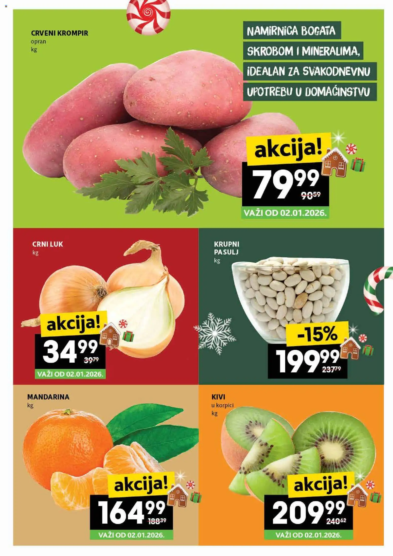 Idea katalog - važi od 25.12.2025 | Strana: 3 | Proizvode: Mandarina, Pasulj, Krompir, Crni luk