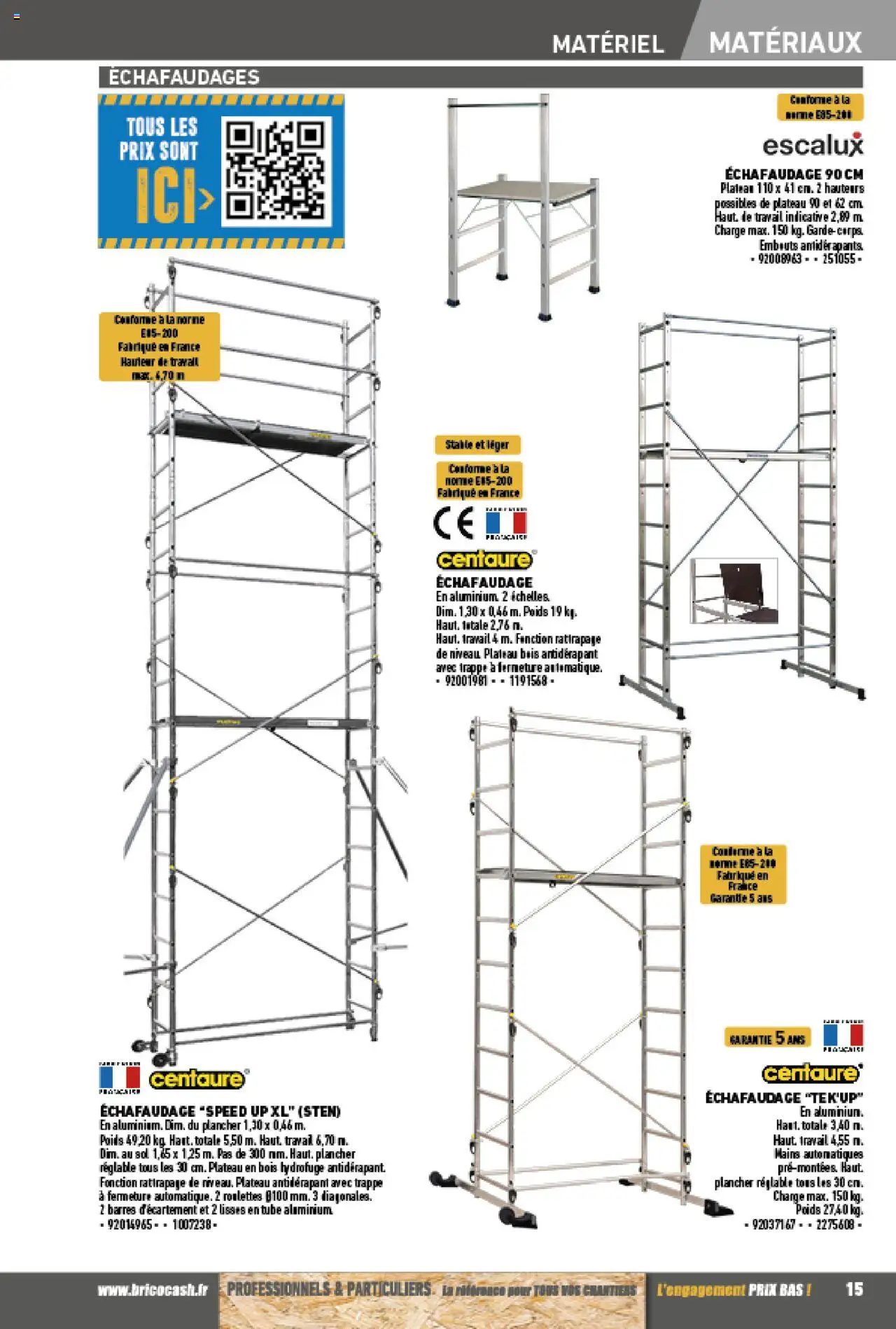 {H1} | Page: 15 | Produits: Plateau, Échafaudage, Poids