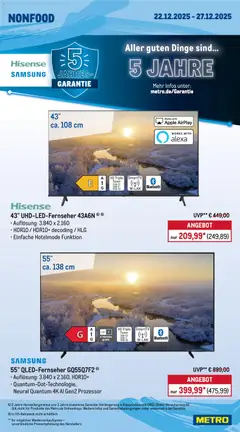Metro Prospekt 	 ab 22.12.2025 gültig | Seite: 26 | Produkte: Hisense, Samsung, Apple