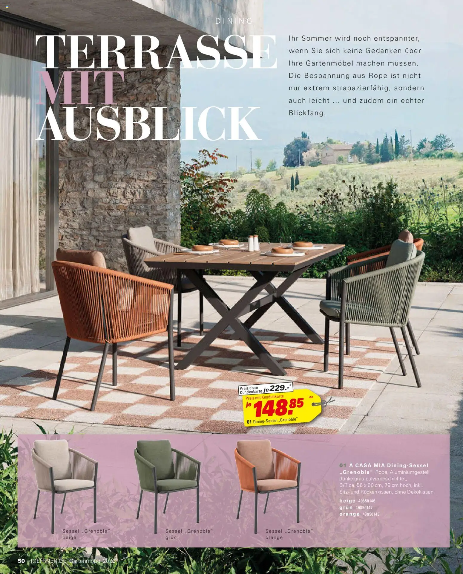 Höffner Prospekt Gartenmöbel – gültig ab 27.03.2026 | Seite: 50 | Produkte: Sessel, Gartenmöbel