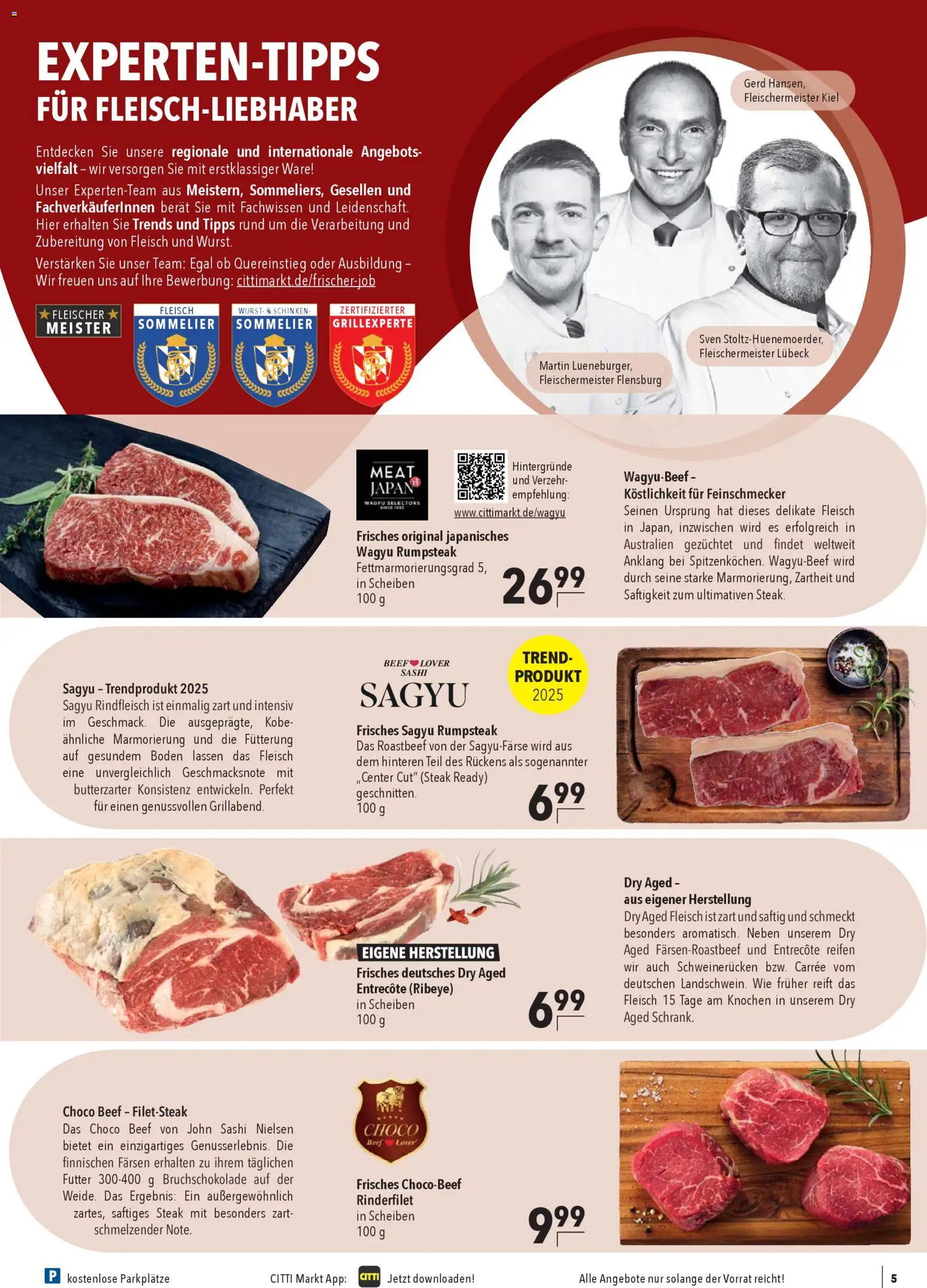 CITTI Markt Prospekt 	 – gültig ab 29.10.2025 | Seite: 5 | Produkte: Rumpsteak, Wurst, Schweinerucken, Steak