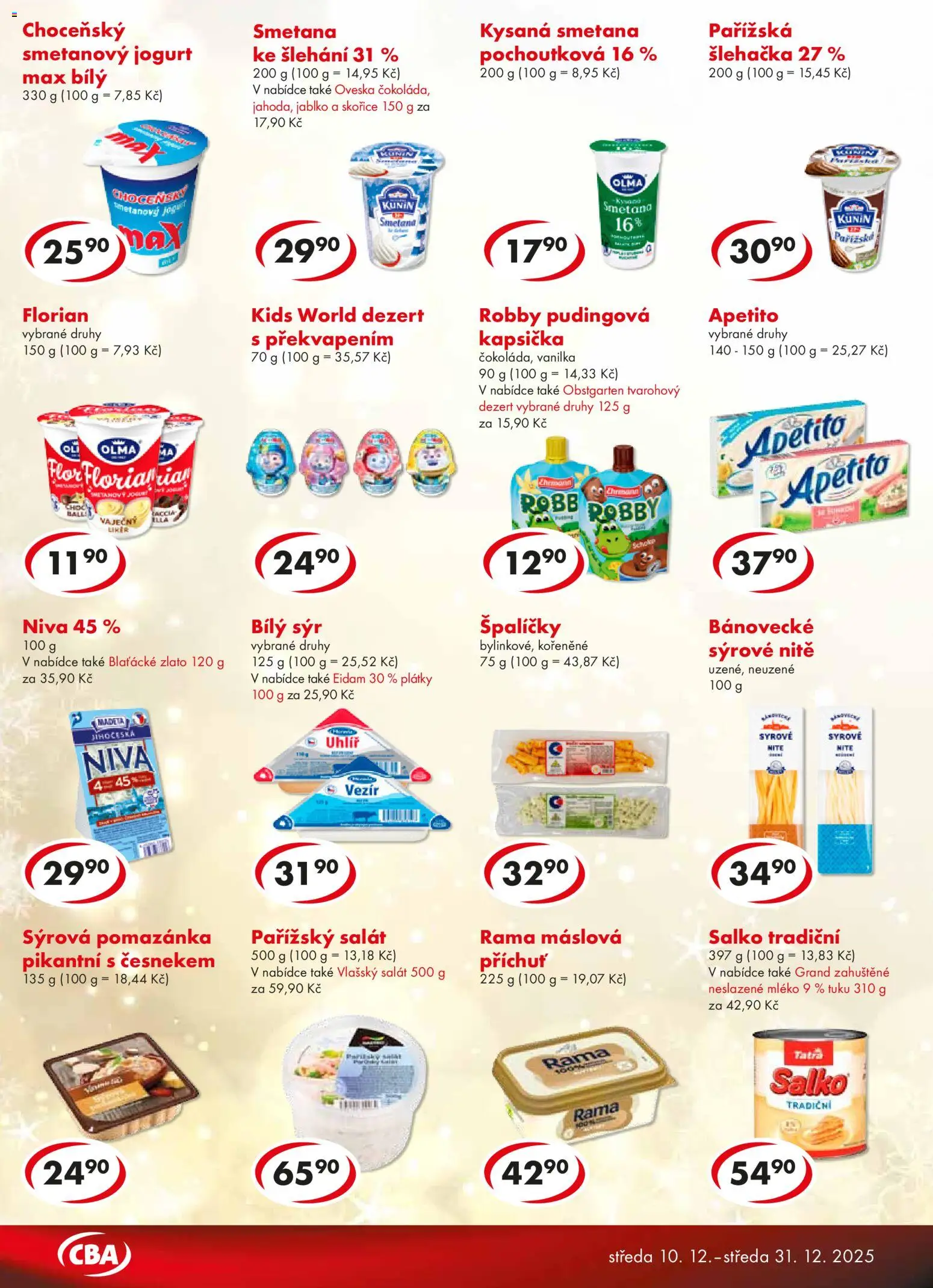 CBA leták od 10.12.2025 | Strana: 2 | Produkty: Jogurt, Smetana, Eidam, Pomazánka