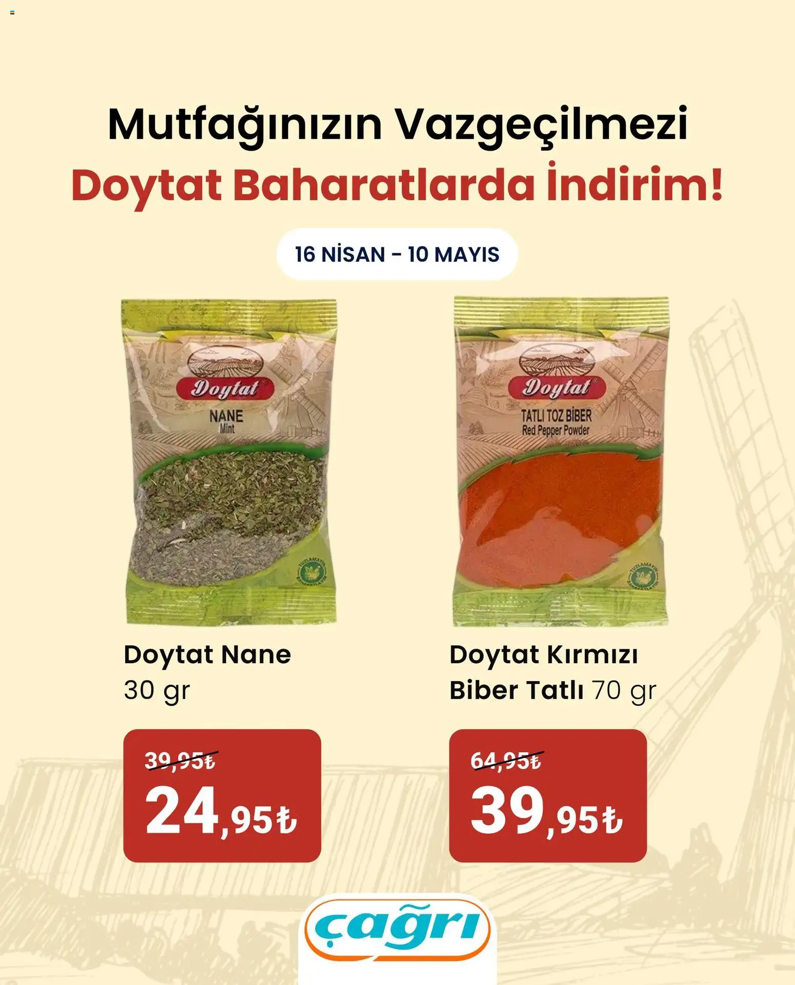 Çağrı Market - Doytat Baharatlarda İndirim - 16.04.2026 tarihinden itibaren geçerlidir | Sayfa: 3 | Ürünler: Biber, Nane