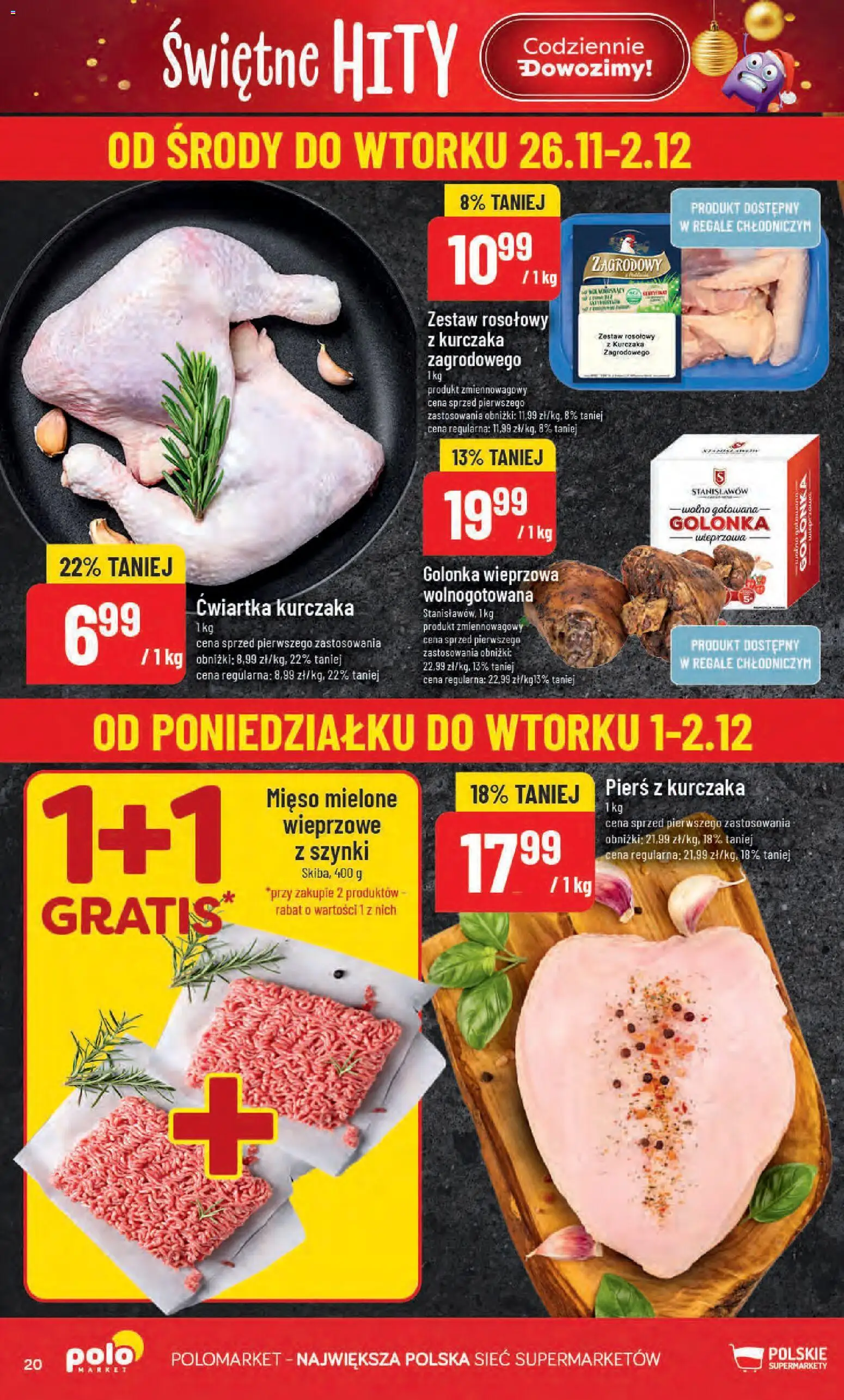 POLOmarket Black Friday od 26.11.2025 | Strona: 20 | Produkty: Pierś z kurczaka, Mięso, Golonka wieprzowa, Mięso mielone